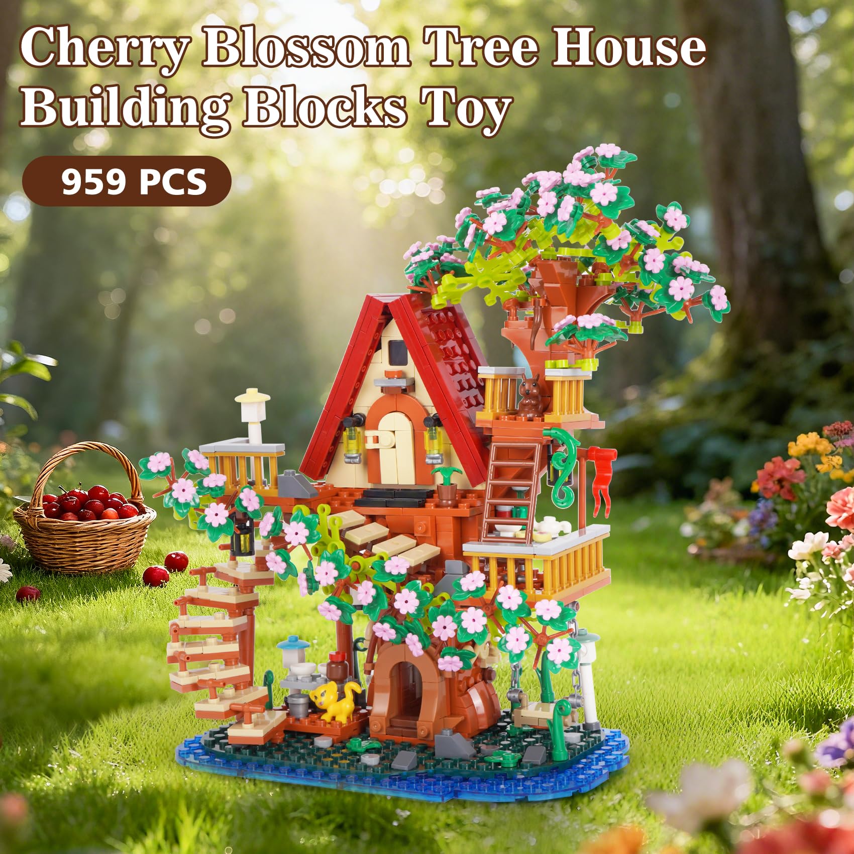 Geniteen Cherry Blossom Tree House Building Block Set - Image 2