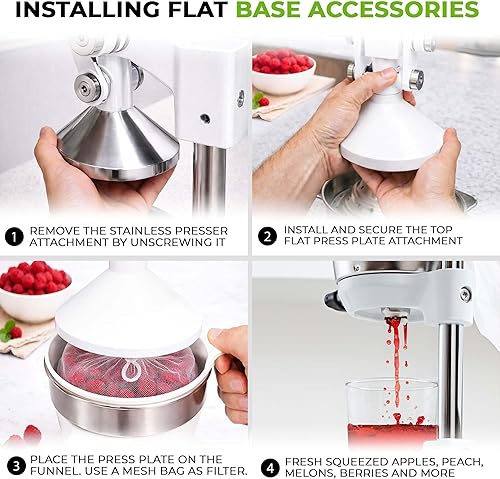 Miniatura 6 de Zulay Kitchen Exprimidor de hierro fundido 9 en 1, exprimidor manual de servicio pesado fácil de limpiar con accesorio de prensatelas para jugo de