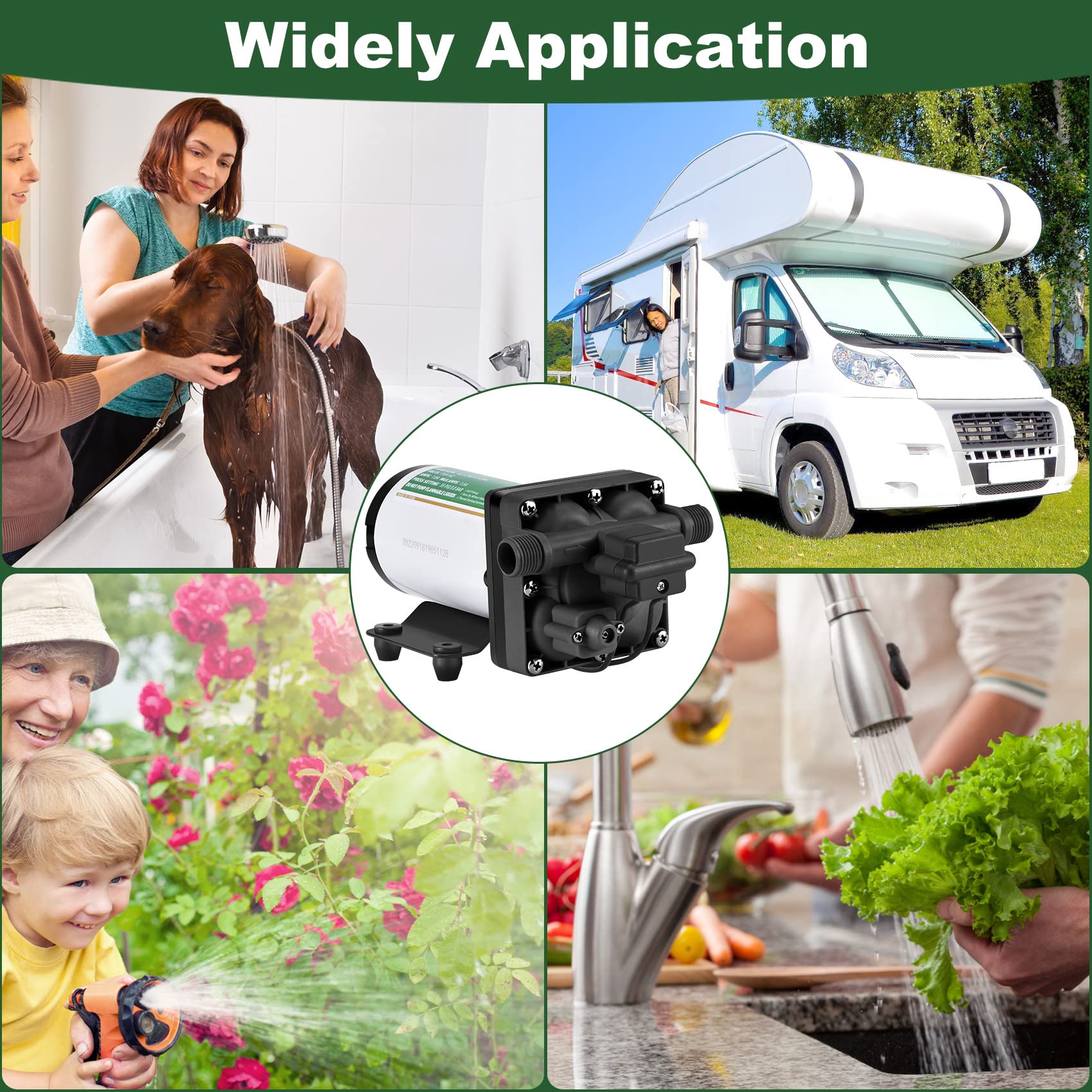 Oswerpon Water Diaphragm Pump, 115V AC Water Pressure Booster Pump, 5.5GPM 70PSI with Power Plug, Self Priming RV Water Pump,Electric Water Pump Filter for Kitchen Bathroom RV Marine Yacht Garden Hose