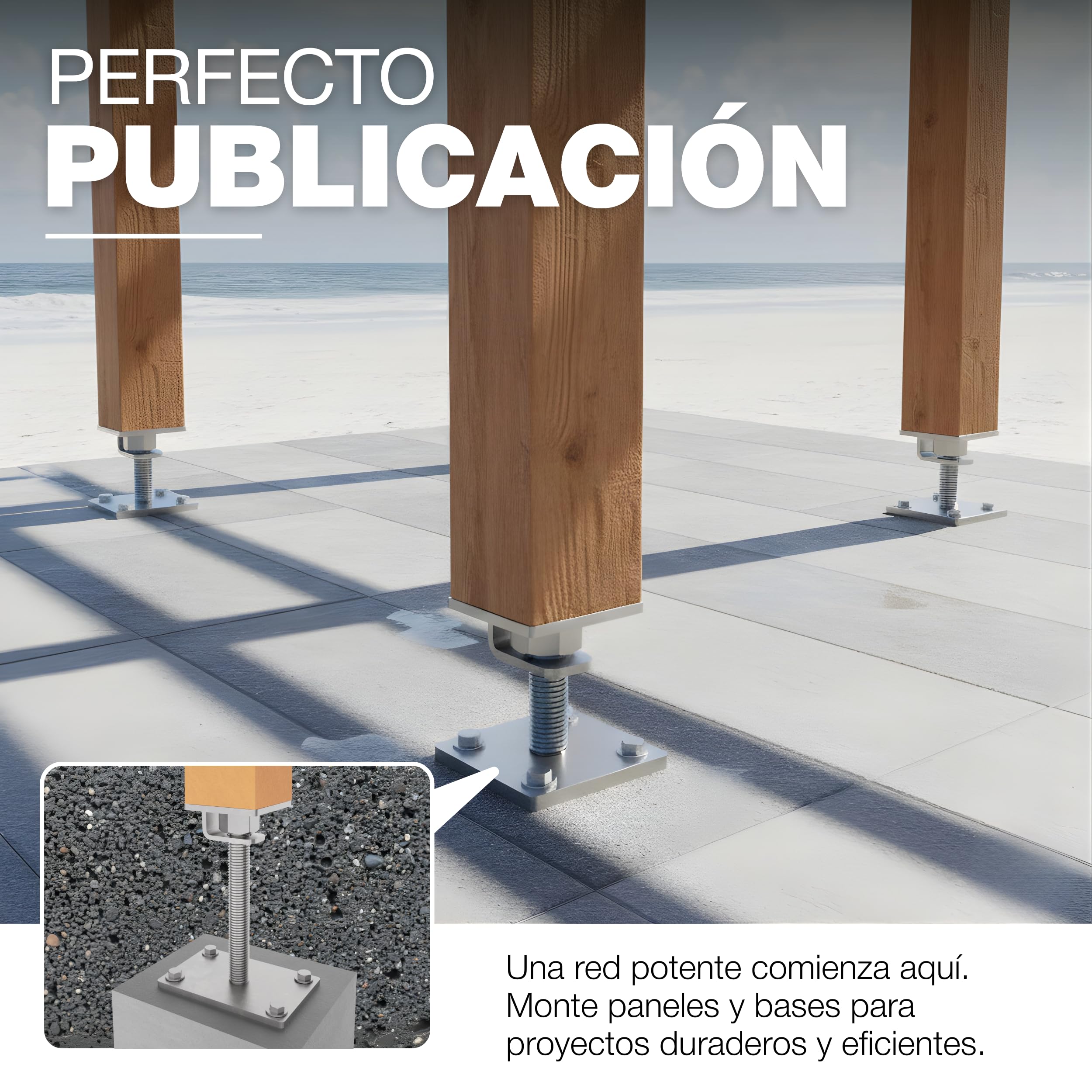 GeZu Impex Soporte Ajustable para Poste 100 x 100 mm Galvanizado en Caliente Juego de 4 Soportes de Ajuste de Altura Base Elevada