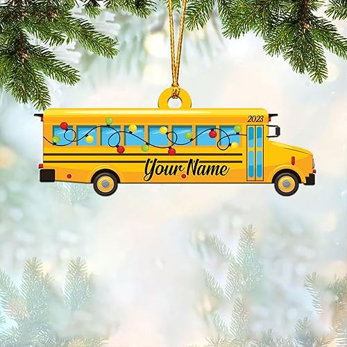 Vista 76 de HomeDesign Adorno personalizado de autobús escolar 2022 – Adornos de conductor de autobús escolar, adornos amarillos para conductor de autobús