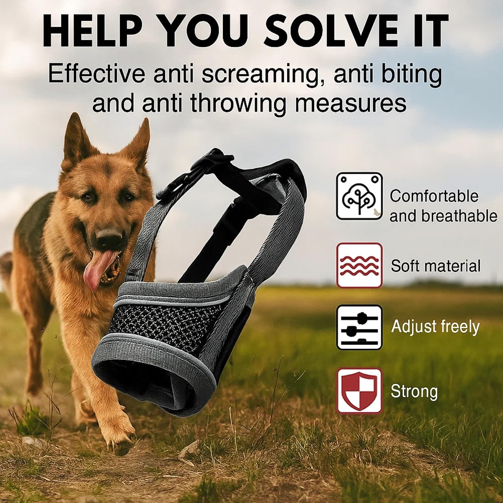 Dog Muzzle Medium, Muzzle for Medium Dogs Adjustable Breathable Mesh Small Dog, Preventing Biting, Barking - Image 4