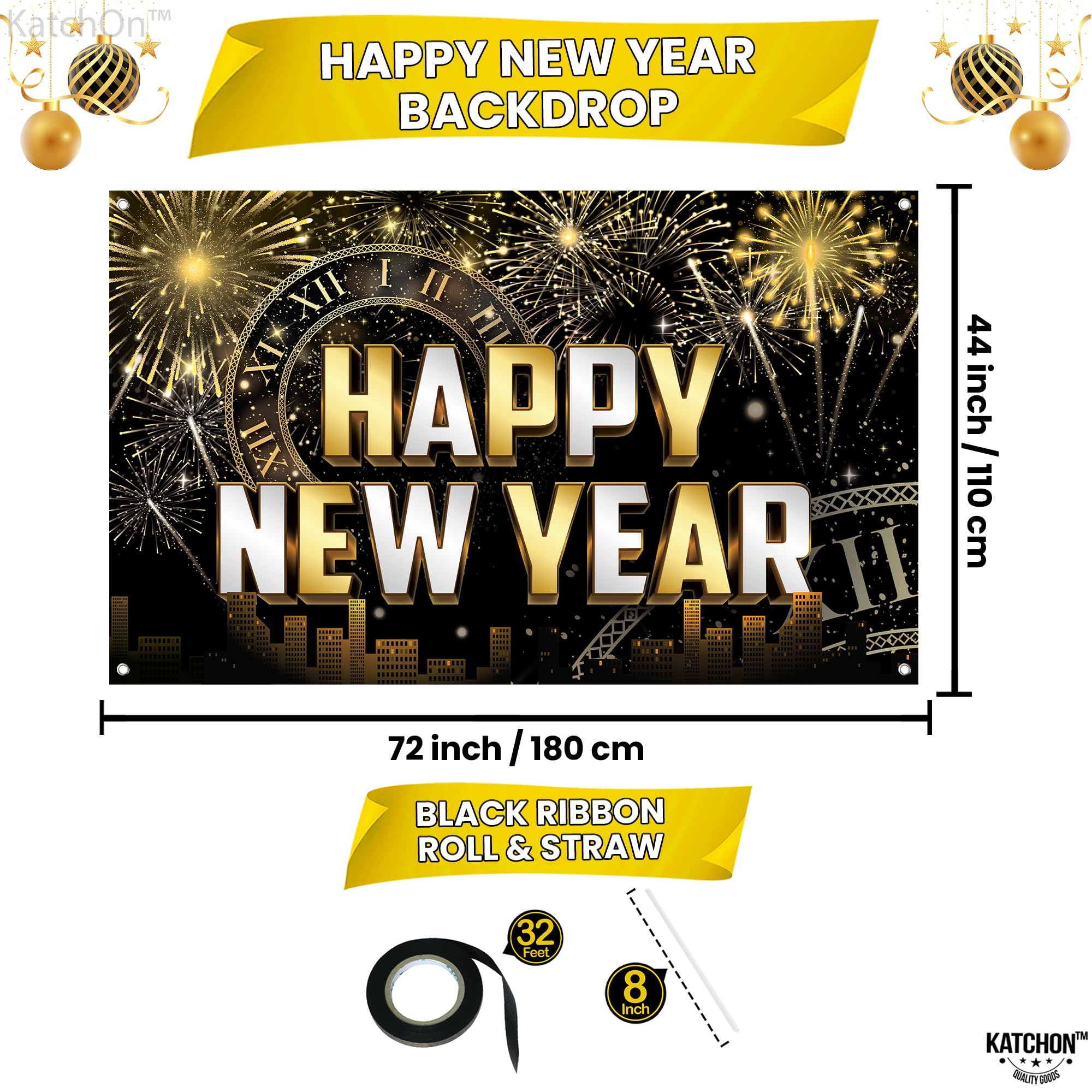 バルーン 風船 2024 HAPPY NEW YEAR 飾り付けセット Amazon | Happy New Year 2024/5 ブラックバルーンセット | 風船