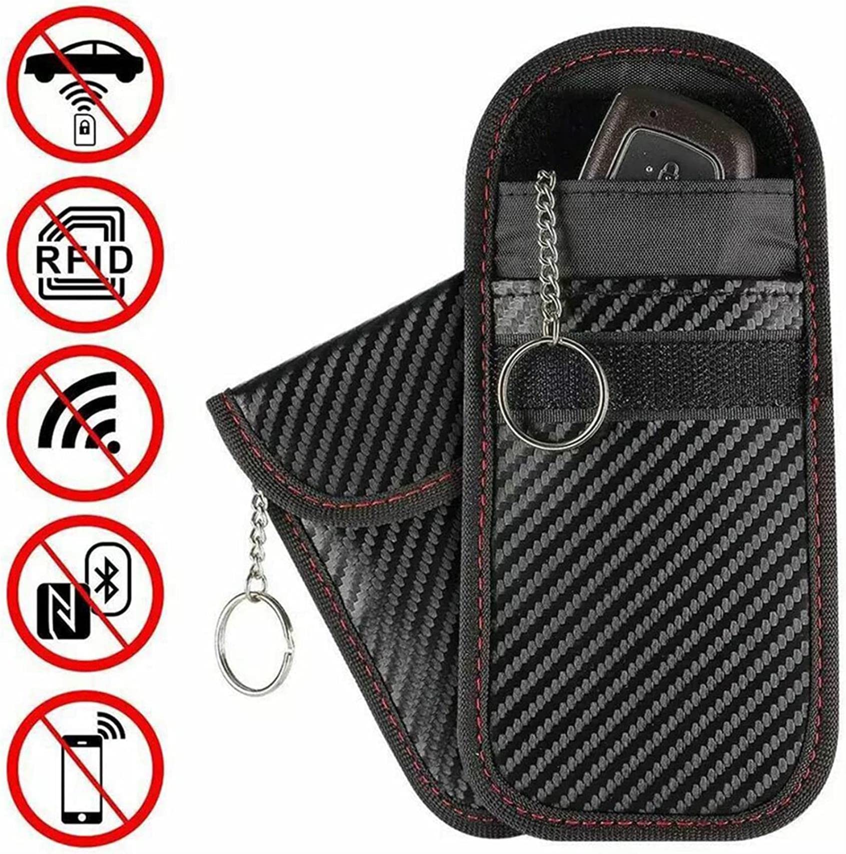 Disturbatore di Segnale, Scatola di Blocco del Segnale in Legno + 2X Borsa in PU, Faraday for Chiave Auto, Protettiva antifurto