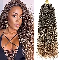 Vista 21 de Cabello de Ganchillo Boho Goddess Locs de 18 Pulgadas, 7 Paquetes de Crochet Goddess Locs con Extremos Rizados, Cabello de Ganchillo Goddess Faux