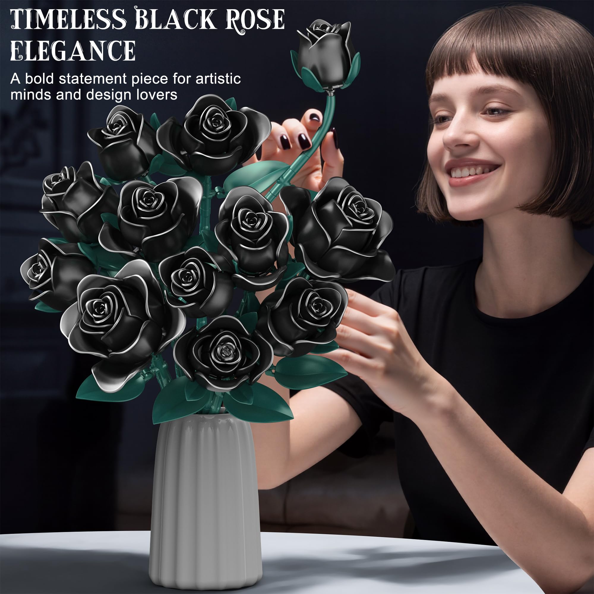 Amazon.com: Black Rose Building Blocks Set for Kids, 634PCS Flower