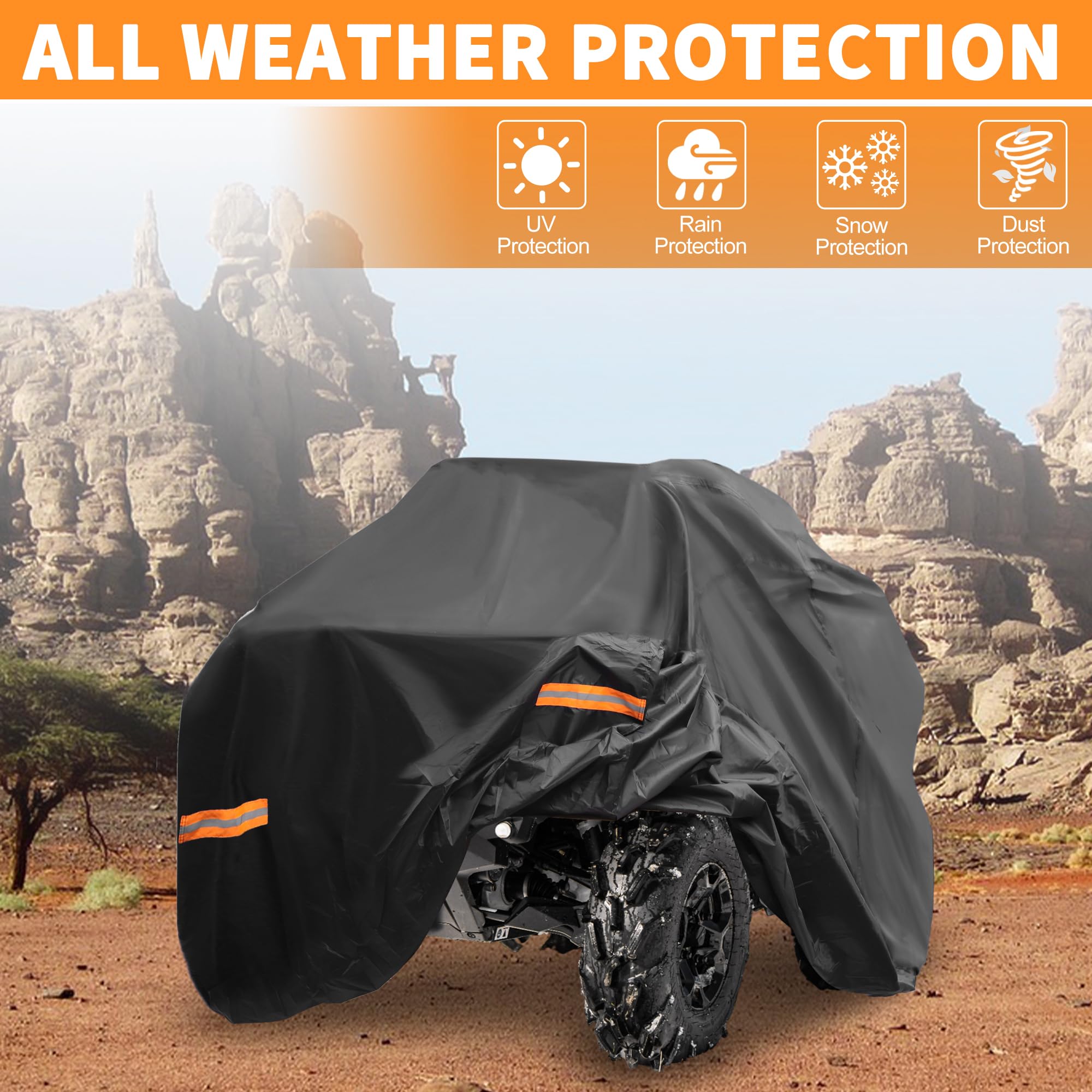 X AUTOHAUX Housse de Protection pour Quad Can-am Outlander Max XT DPS/XT-P étanche à 4 Roues - Protection Contre Le Soleil et la Pluie - 210D-PU - Noir - 240 x 122 x 135 cm