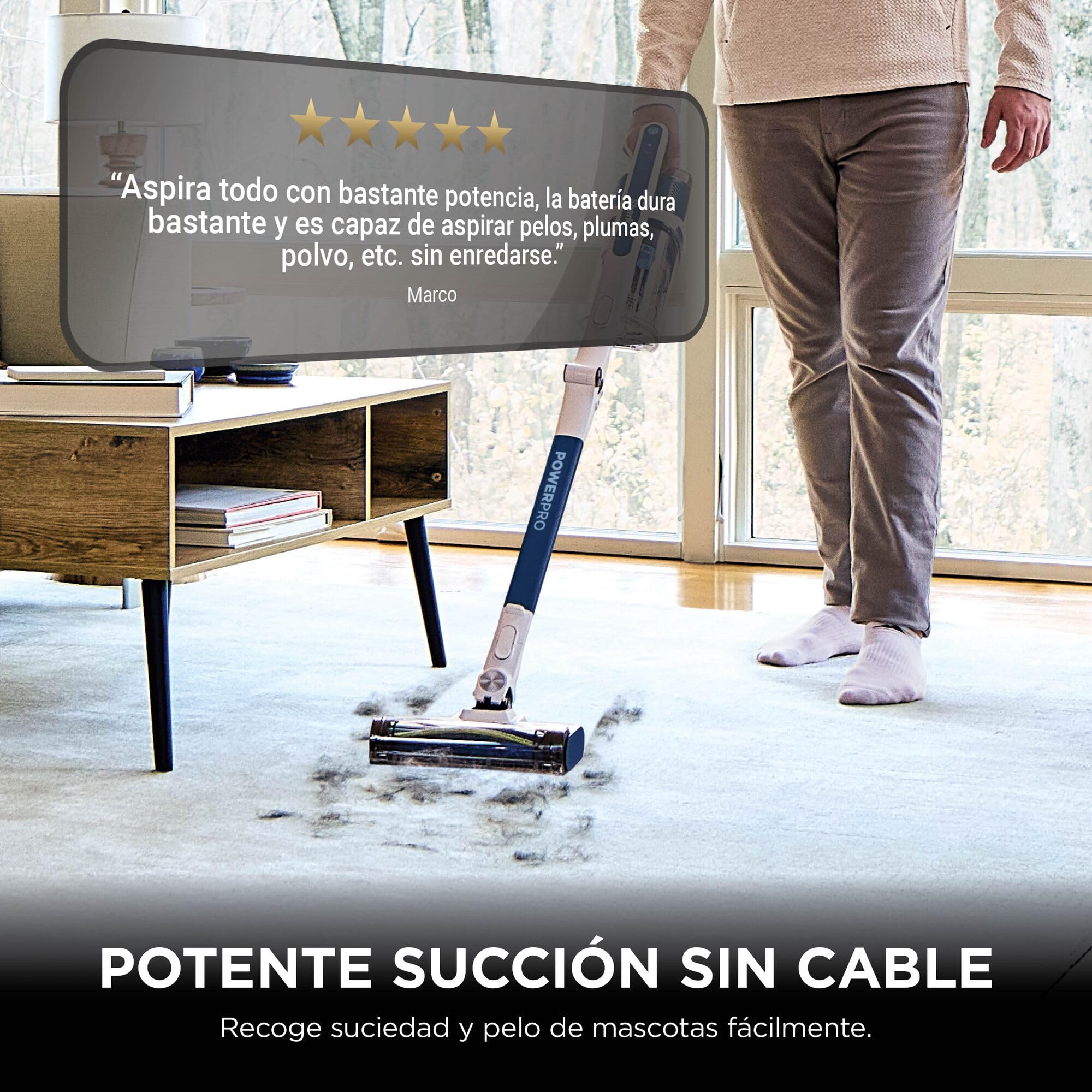 Shark PowerPro Aspiradora sin cable con hasta 50 min de autonomía, FloorDetect, Anti Hair Wrap y Anti-Allergen Complete Seal, ligera y flexible, modo manual y depósito XL, azul metalizado, IZ380EU