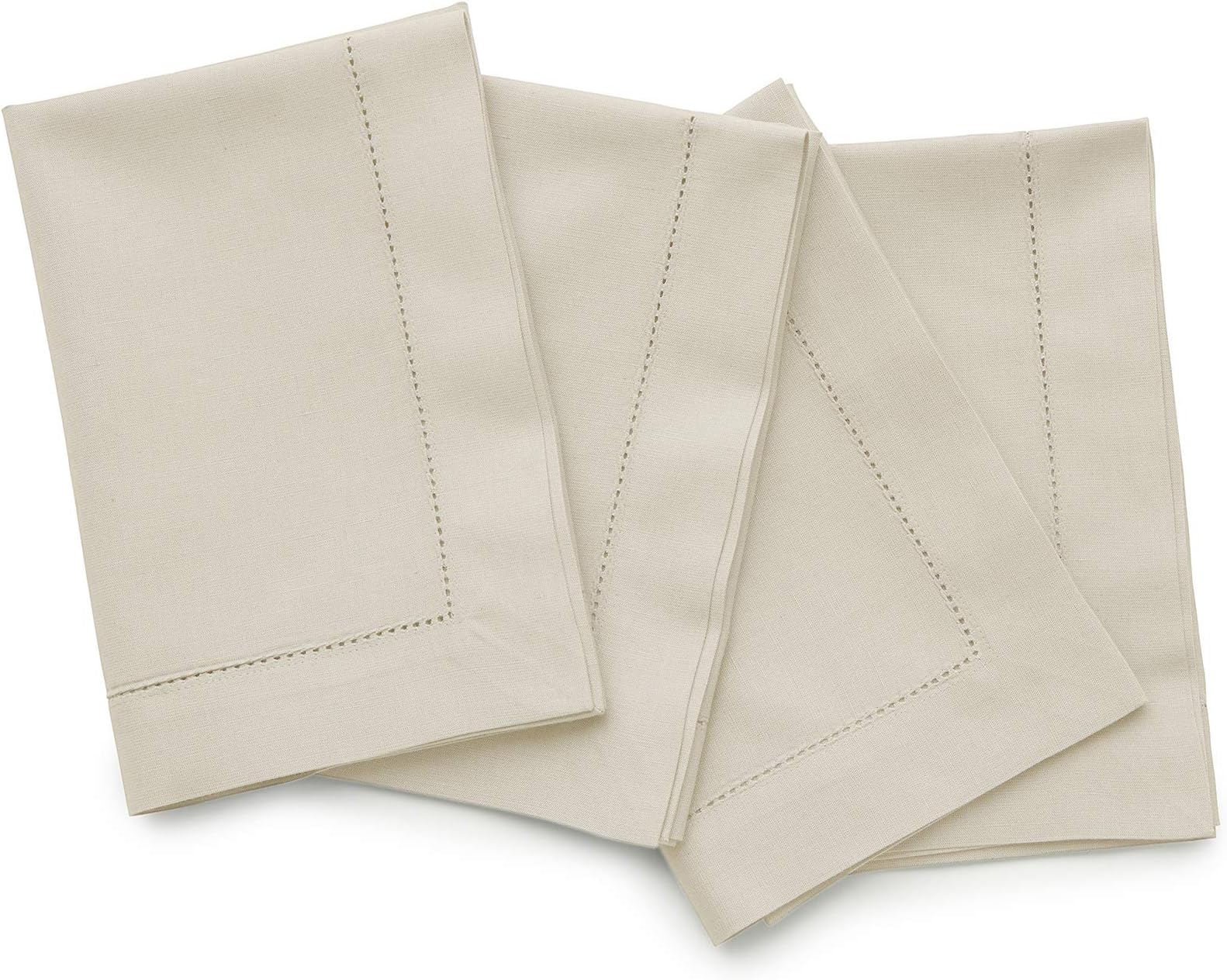 Solino Home Cotton Linen Napkins Set of 4 – 20 x 20 Inch Cloth Napkins, Hemstitch Dinner Napkins Linen Color – Washable Fabric Napkins for Christmas, Winter, Holiday
