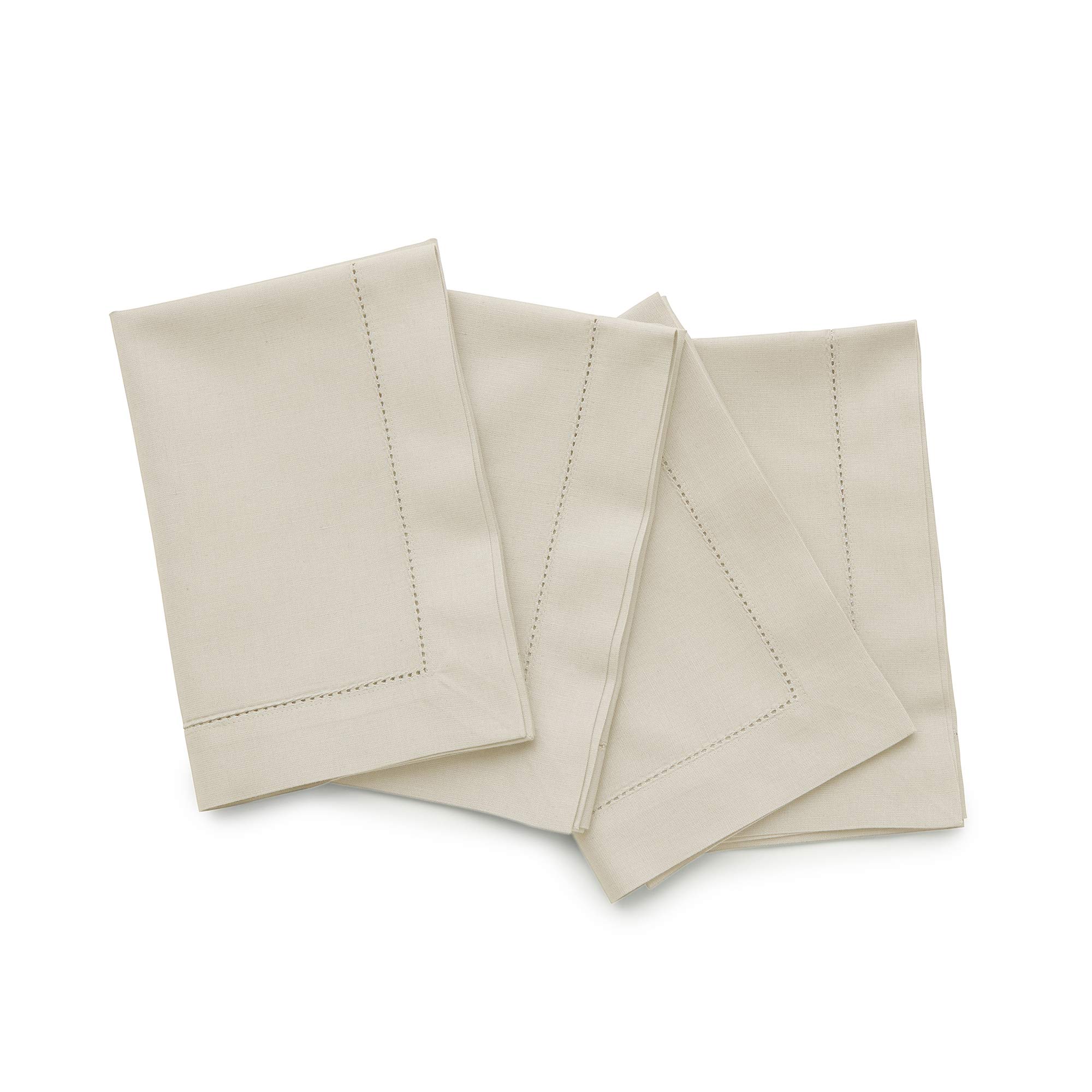 Solino Home Linen Cloth Napkins Set of 4 - Cotton Linen Hemstitch Dinner Napkins 20 x 20 Inch for Fall, Autumn, Halloween, Thanksgiving, Christmas - Handcrafted and Machine Washable
