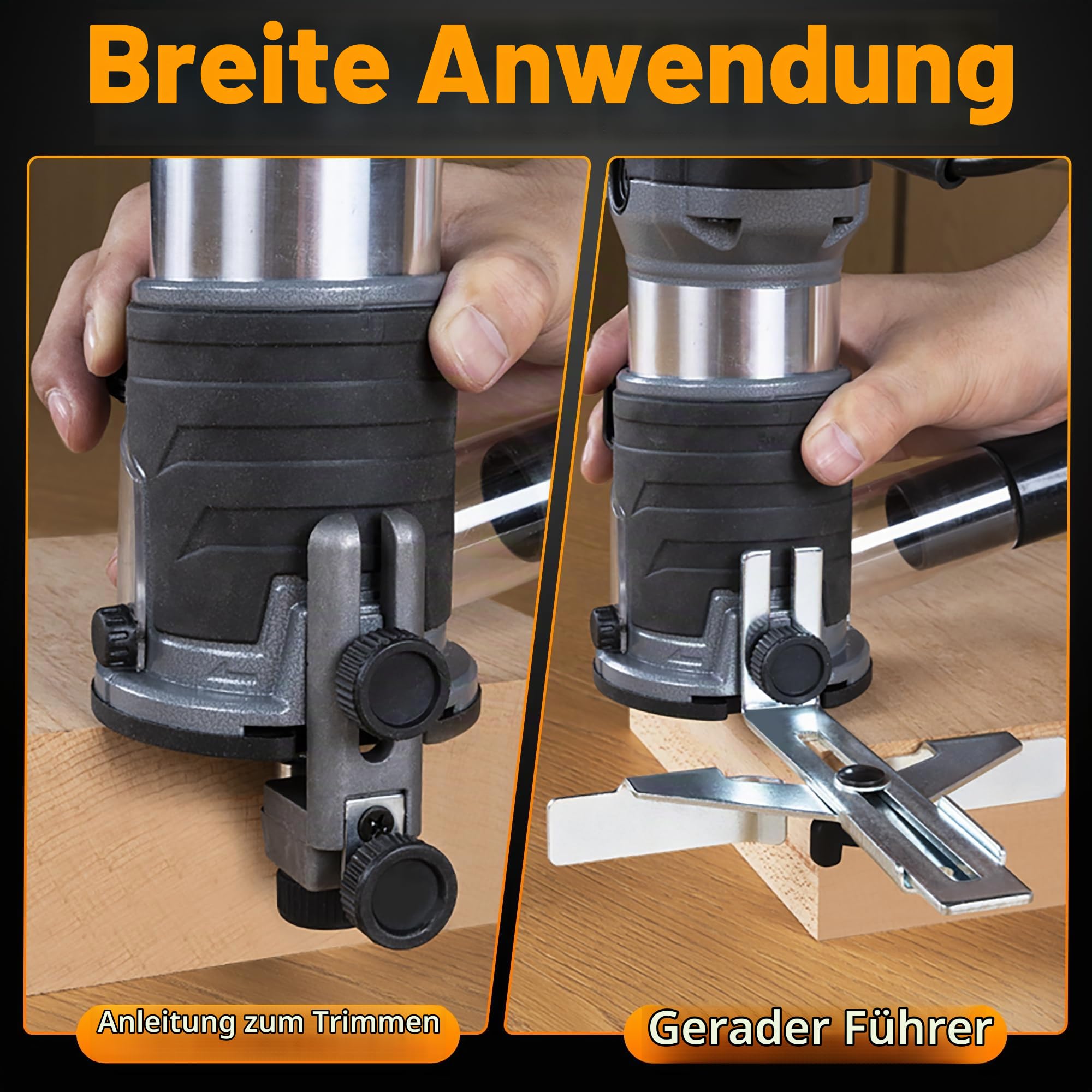 FoxAlien 1 HP 710W 65mm Durchmesser Compact Palm Router für CNC Fräsmaschine, 6 Variable Geschwindigkeiten Max 30000 R/MIN Holz Trimmer mit 1/4" Collect