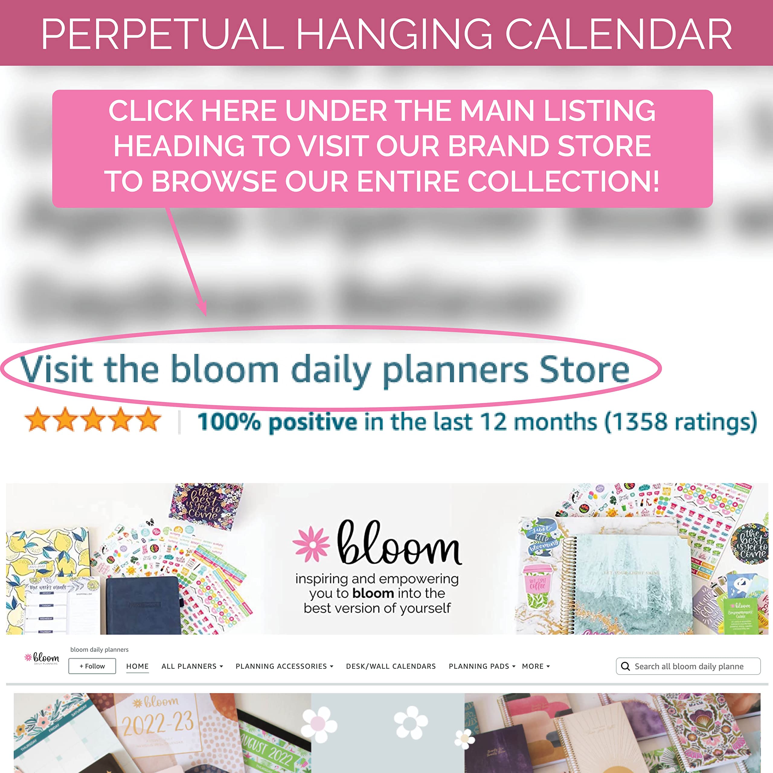bloom daily planners Perpetual Hanging Flip Calendar - 5" x 10" - Monthly Wall Organizer Notepad for Important Dates, Birthdays, Anniversaries - Seasonal Florals - Image 7