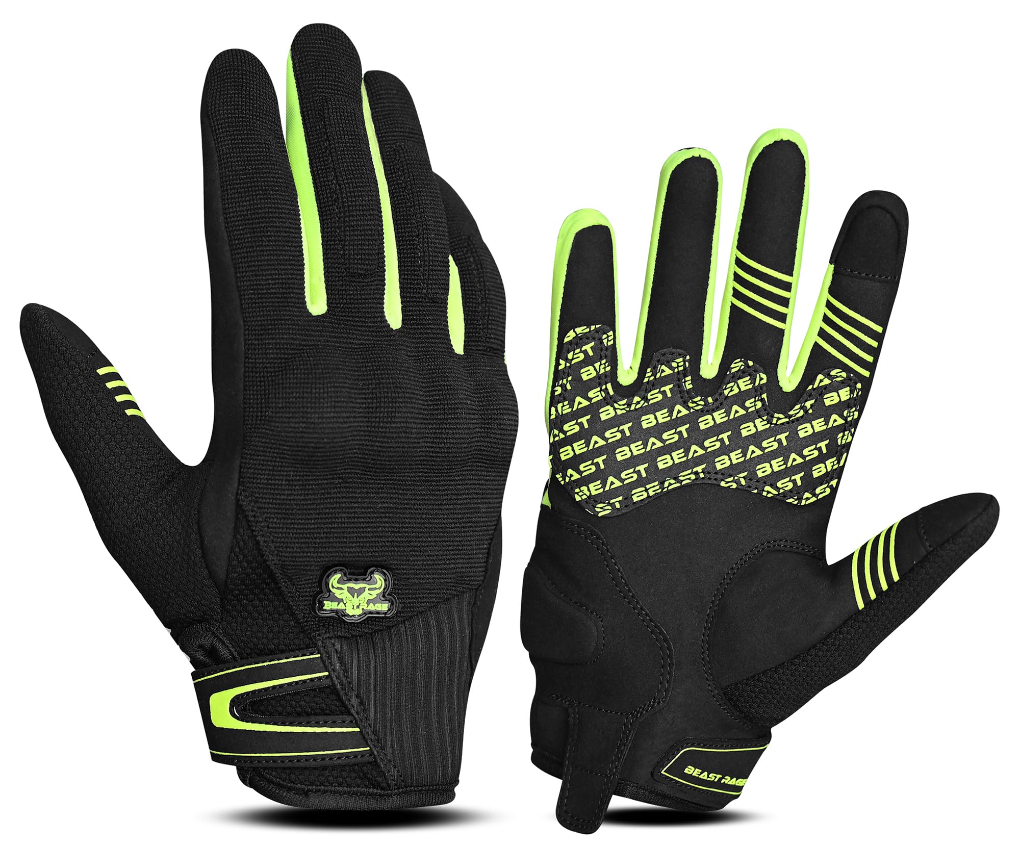 BEAST RAGE Sommer Motorradhandschuhe - Atmungsaktive Touchscreen Reithandschuhe für Männer und Frauen, Leichte Off-Road-Rennhandschuhe mit Fingerschutz, Rutschfester Griff (Grün, S)