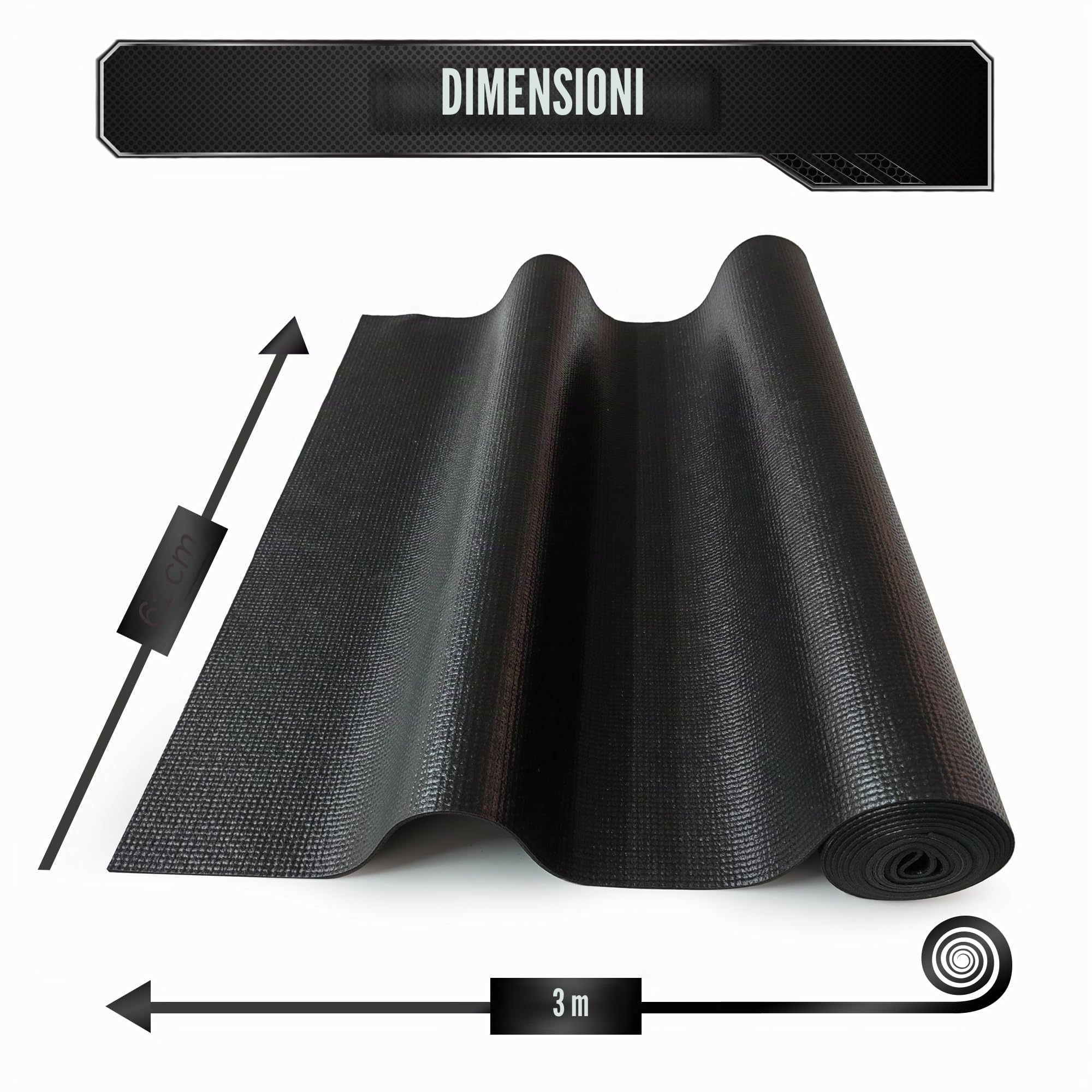Precision Defined Rivestimento Cassetti Attrezzi e Banco da Lavoro (61 x 3 m), Nero – Tappetino Gomma Antiscivolo per Carrello da Lavoro e Cassetta Attrezzi – Tappetino per Cassetti Officina