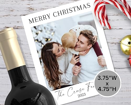 Miniatura 3 de Juego de 4 etiquetas adhesivas personalizadas para botellas de vino de Navidad, regalo de Navidad personalizado para amigos, regalo de vacaciones