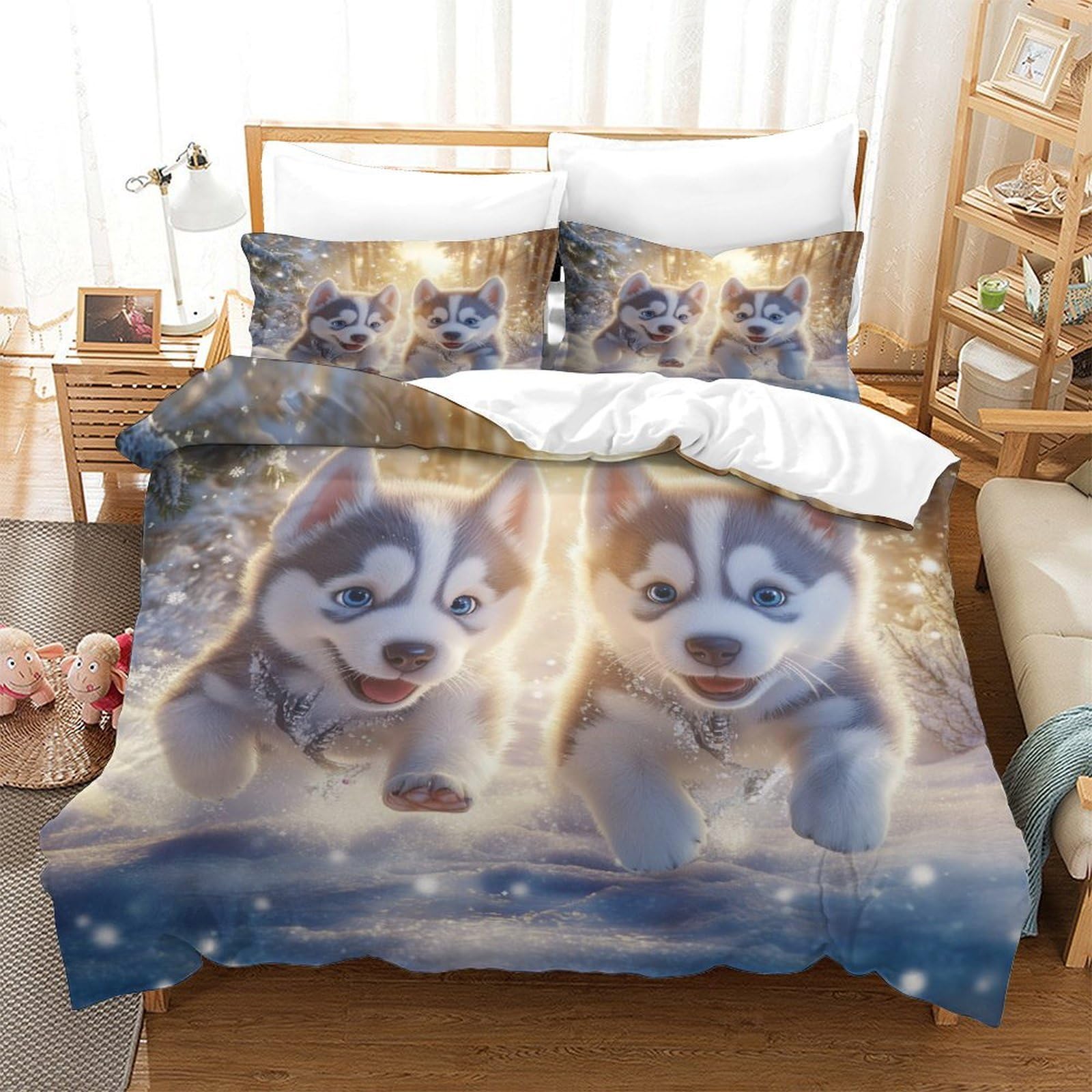 Housse de couette Jésus 3D pour chambre d'enfant, lit simple 140x200cm avec sa taie d'oreiller