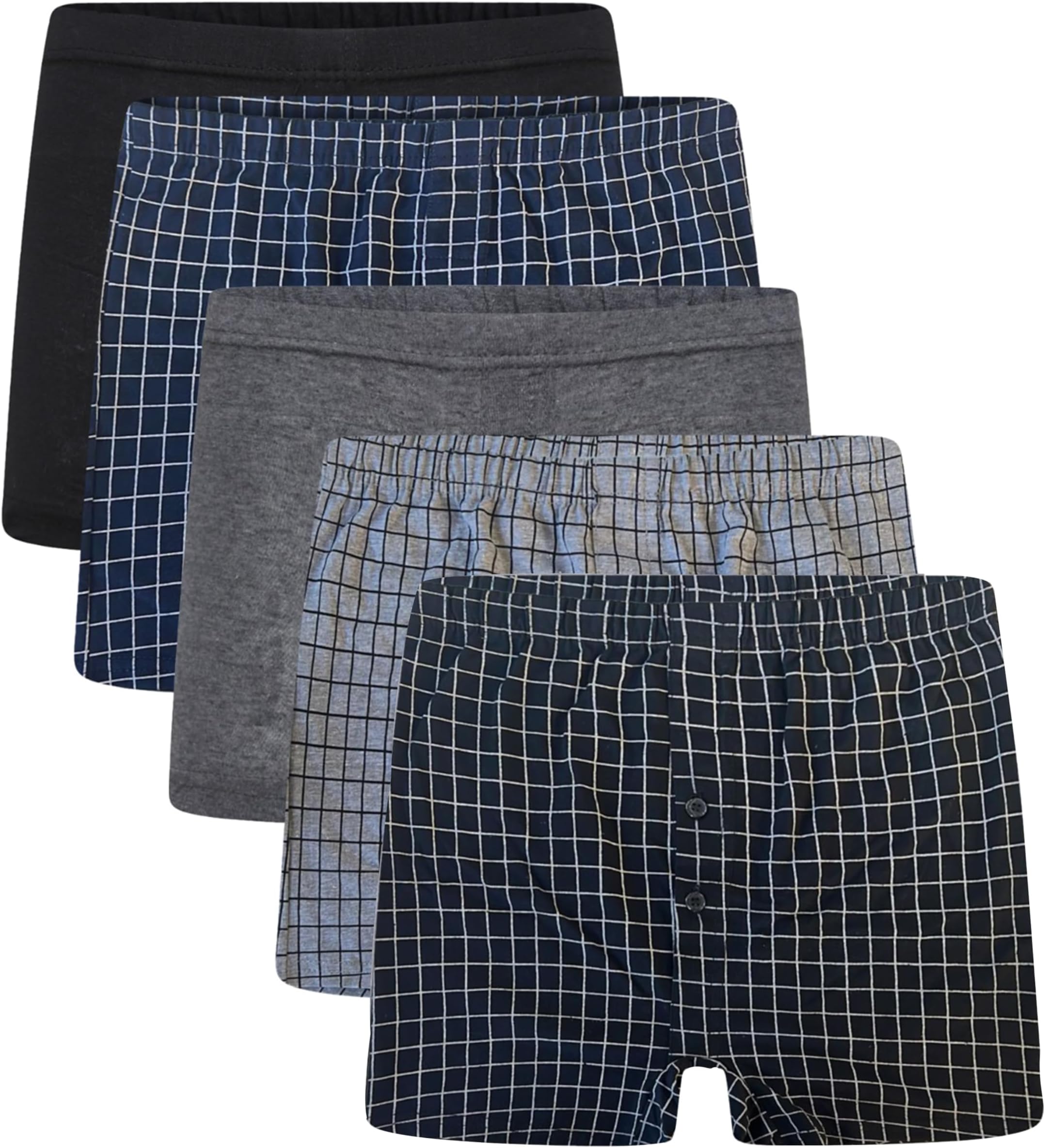 Sock Stack Pack Of 5 Mens Jersey Boxer Shorts Cotton Rich Classic Fit Plus Size Breathable Button Fly Design Men Boxers Underwear Elastic Waistband