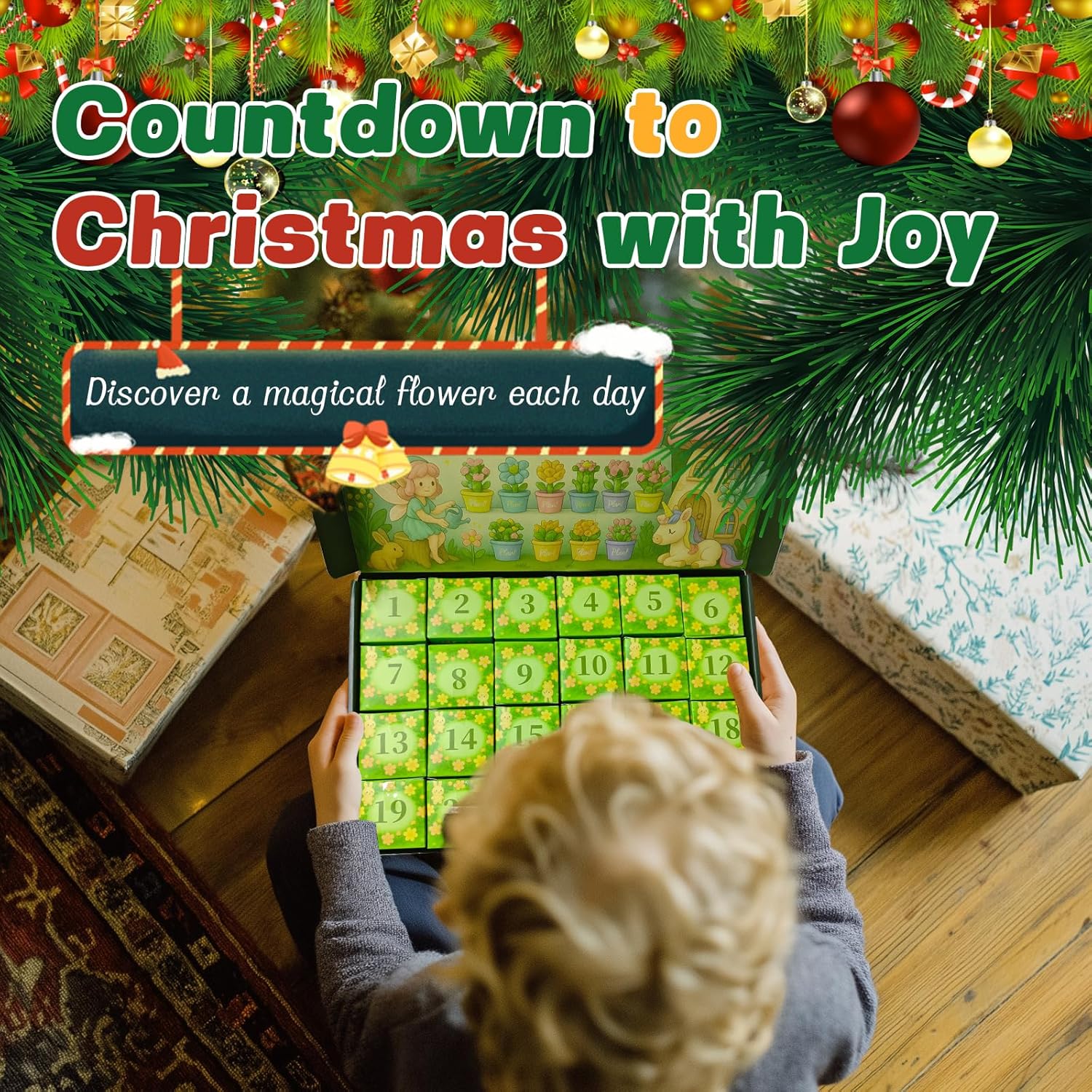 Advent Calendar 2025 Flower Building Blocks, 24 Days of Christmas Countdown Calendar with Botanical Collection for Home Decor, Xmas Gift Stocking Stuffer for Kids, Girls, Teens, Adults