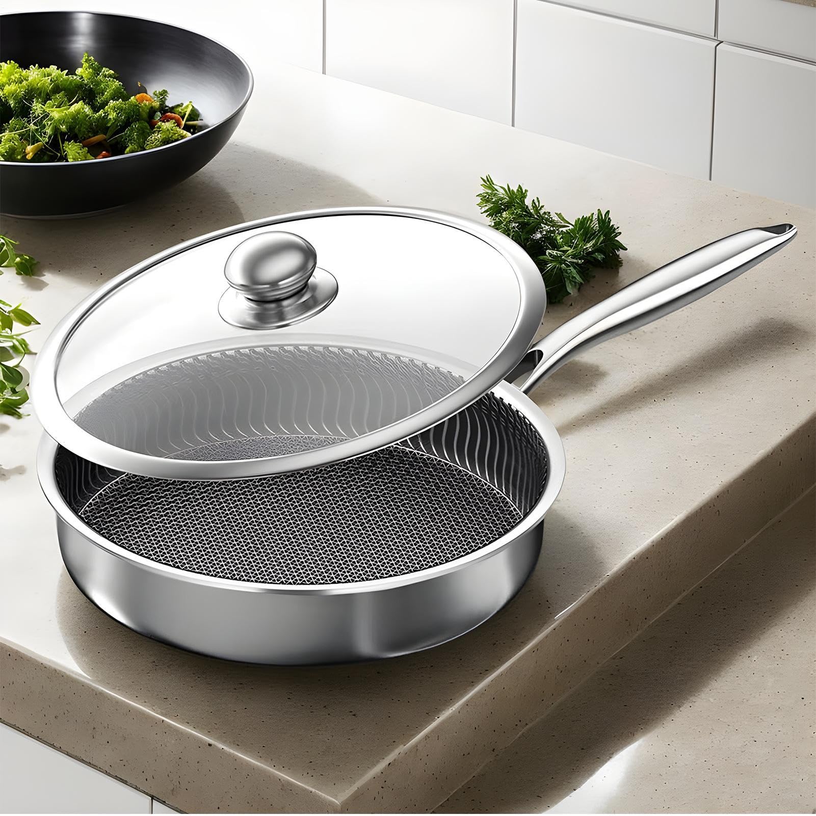 Générique Antihaft-Pfanne, Kochgeschirr, Bratpfanne, Schmorpfanne, Töpfe aus Edelstahl mit Deckel, Kochutensilien für Induktionsherd