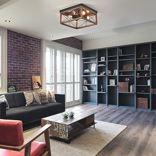 Lámpara de techo rústica de granja, luces de techo vintage, luces de techo industriales de madera para pasillo, entrada, cocina, comedor,