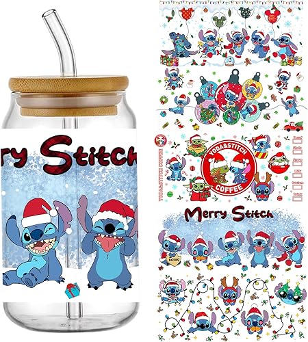 UV DTF - Envoltura de copa para vidrio, 16 onzas, 5 hojas de dibujos animados de Navidad, calcomanías de transferencia uvdtf, calcomanías de vasos disponible en Yaxa Venezuela