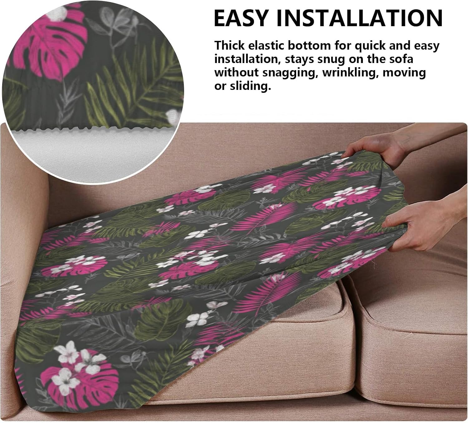 Tropical Night Motif Art Loveseat Covers Couch Covers for 2 Cushion Couch, 2-Piece Stretch Sofa Slipcovers Anti-Slip Washable Furniture Protectors for Dogs Pets