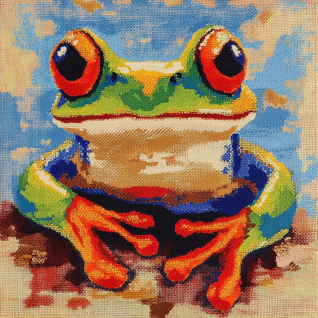 Taxpy Latch Hook Kits, Animal Frog Pillow for Pillow Pre-Printed Patterns Pillowcase Needlework Crochet Yarns Latch Hooking Cushion 17x17inch