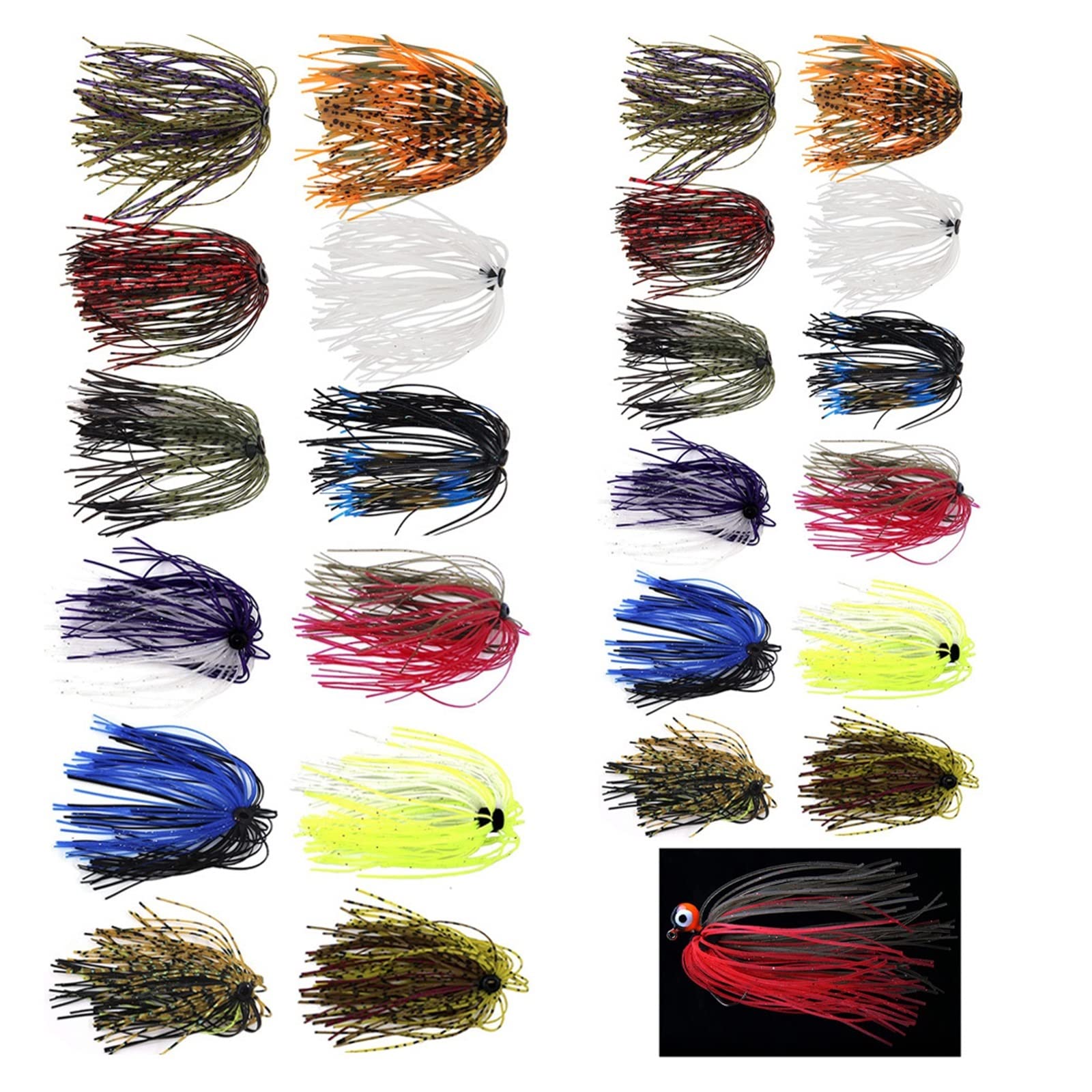 XILILHC 24/48 Pezzi di Esca Rotante for Esca for Gonna con Morsetto in Gel di Silice | Esca artificiale in gomma fai-da-te 50 fili accessori for la pesca con esca