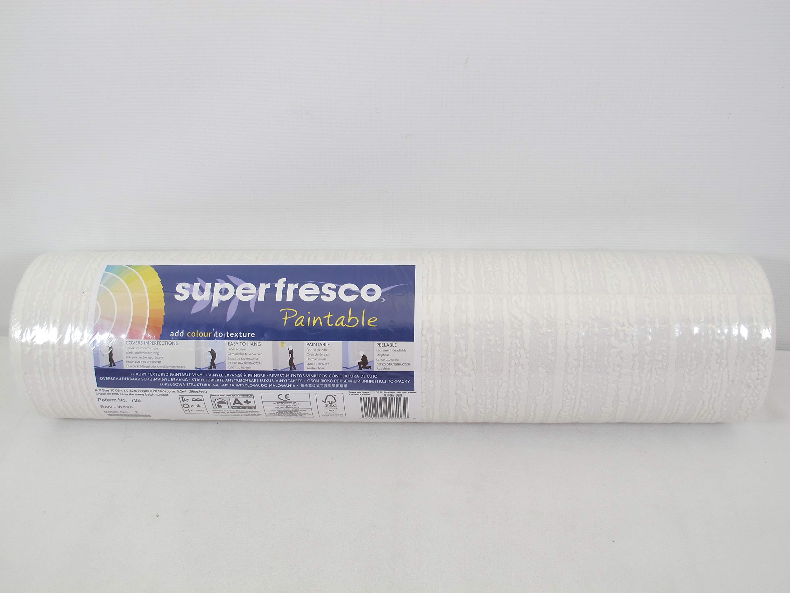 Superfresco Paintable Bark Durable Wallpaper | White Textured | Eco-Friendly