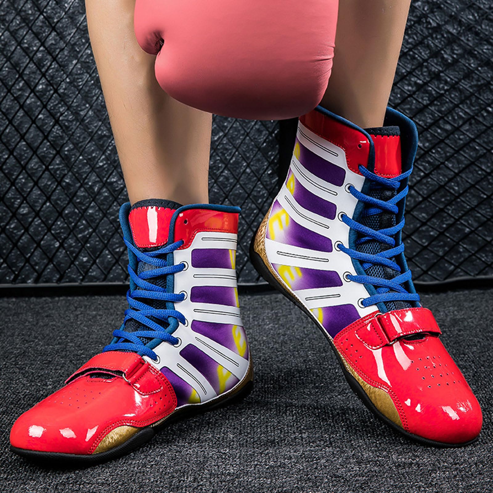 Zapatos De Boxeo De CañA Alta,Botas De Lucha,Zapatos De Lucha,Wrestling Botas,Calzado De Boxeo,Zapato Luchador,Antideslizante,Resistente Al Desgaste,para Combate,Wrestling,Fitness