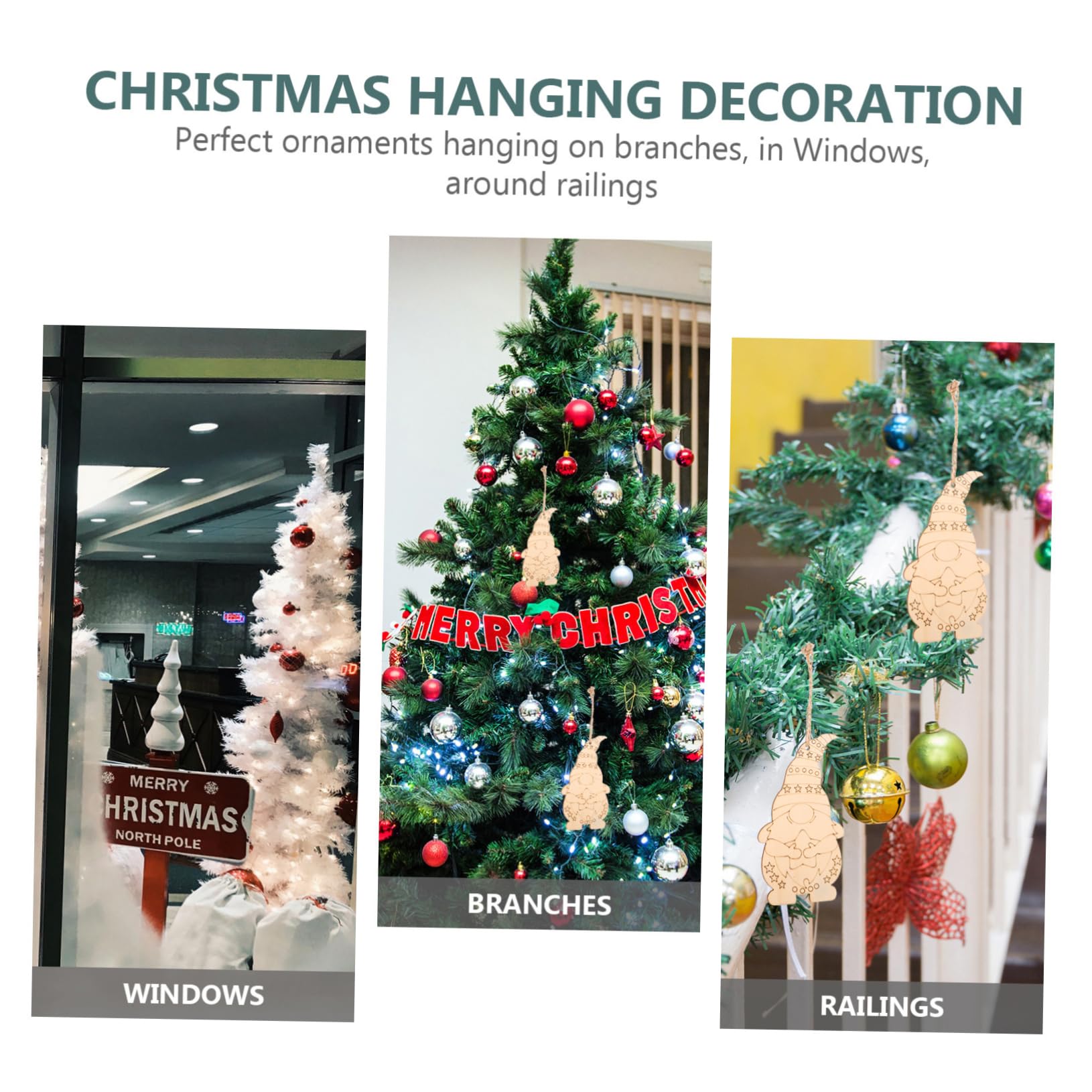 Operitacx 140 Piezas Colgante Enano Adornos Para Arboles De Navidad Colgante De Árbol De Navidad Rebanadas es De Adorno Del Árbol De o Navideño Khaki Madera