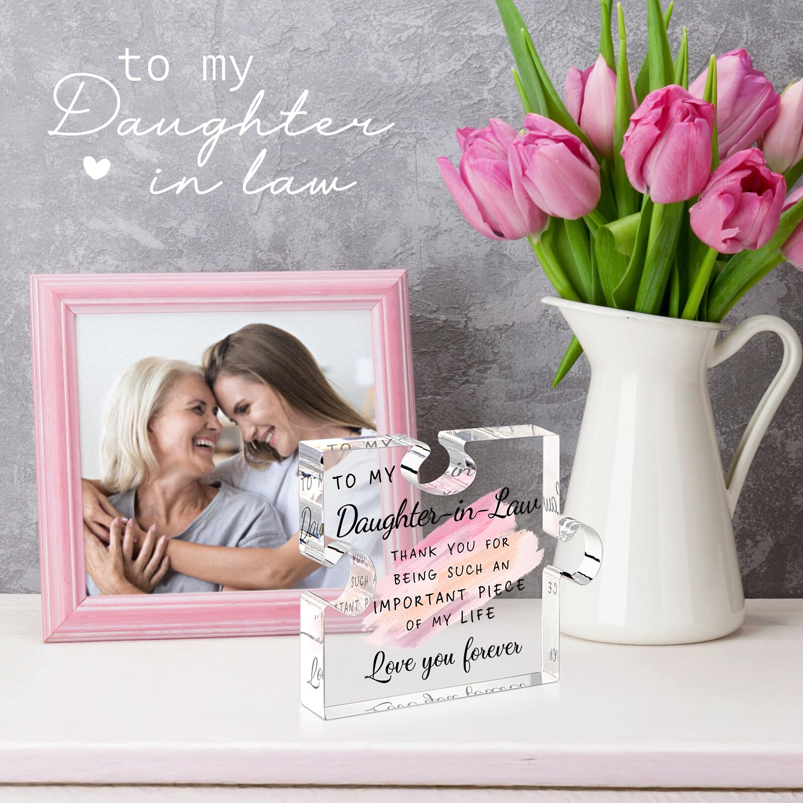 Daughter in Law Gifts from Mother in Law - Unique Daughter in Law Gift Ideas Best Daughter in Law Puzzle Piece Gift for Birthday Wedding Mothers Day Thanksgiving for Daughter in Law