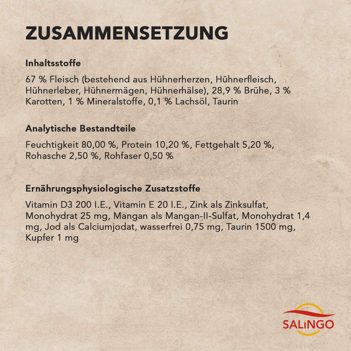 SALiNGO Premium Katzenfutter nass | Huhn und Rüben | getreidefrei | ohne Zucker (24x100g)