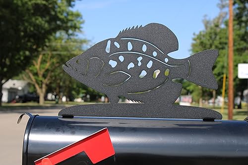Miniatura 3 de Hobby, Recreation and Career Style Metal Powder Coated Mailbox Topper (Crappie Fish, Matte Black)