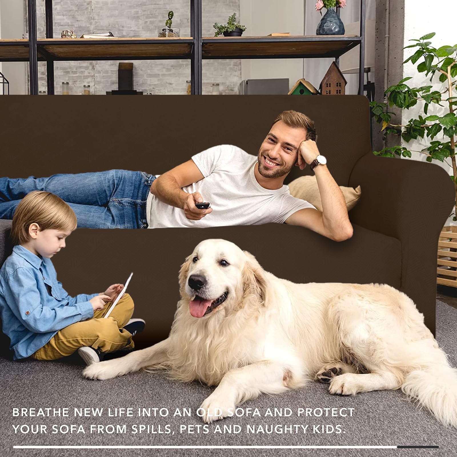 Ystyle Copripoltrona 1 Posto Con Braccioli, Copridivano Antigraffio Gatto, Copridivani Elasticizzato, Pesante Inverno Copri Divani, Fodera Divano Antimacchia Lavabile Antiscivolo, Caffè Scuro