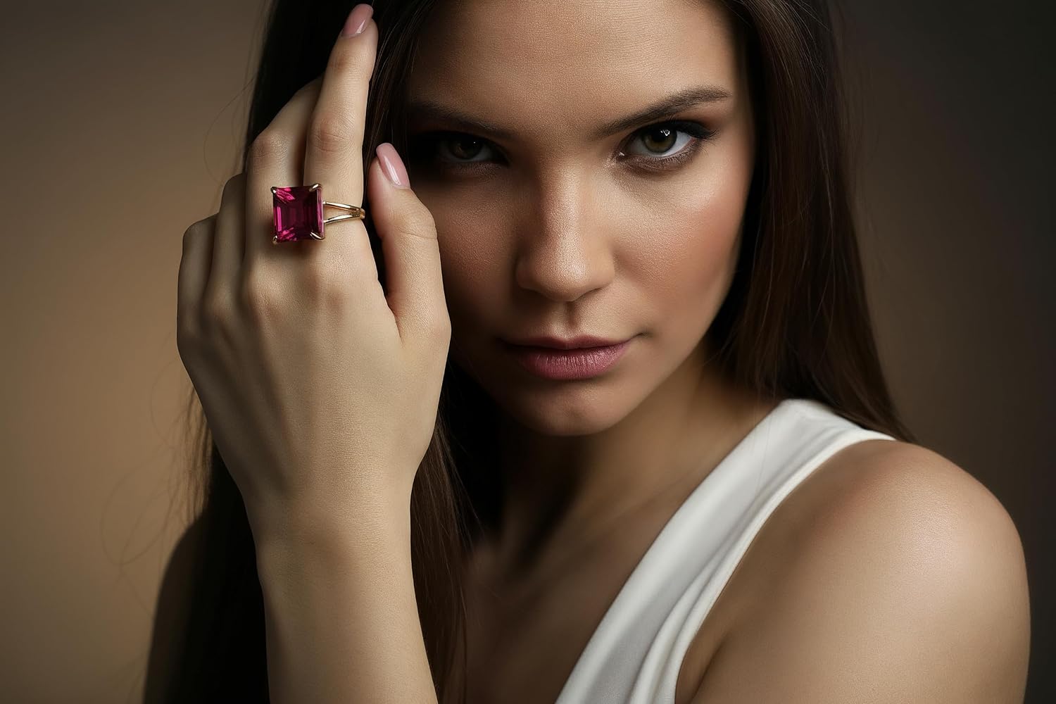 Square Princess Cut Pink Tourmaline Gold Vermeil Statement Ring - October Birthstone - Tourmaline Gemstone Bridal Jewelry for Women