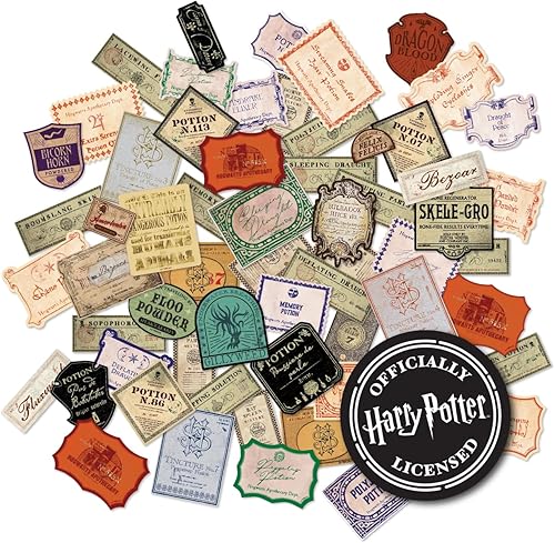 Conquest Journals - Etiquetas adhesivas de pociones de Harry Potter, etiquetas oficiales de The Wizarding World, impermeables, resistentes a los
