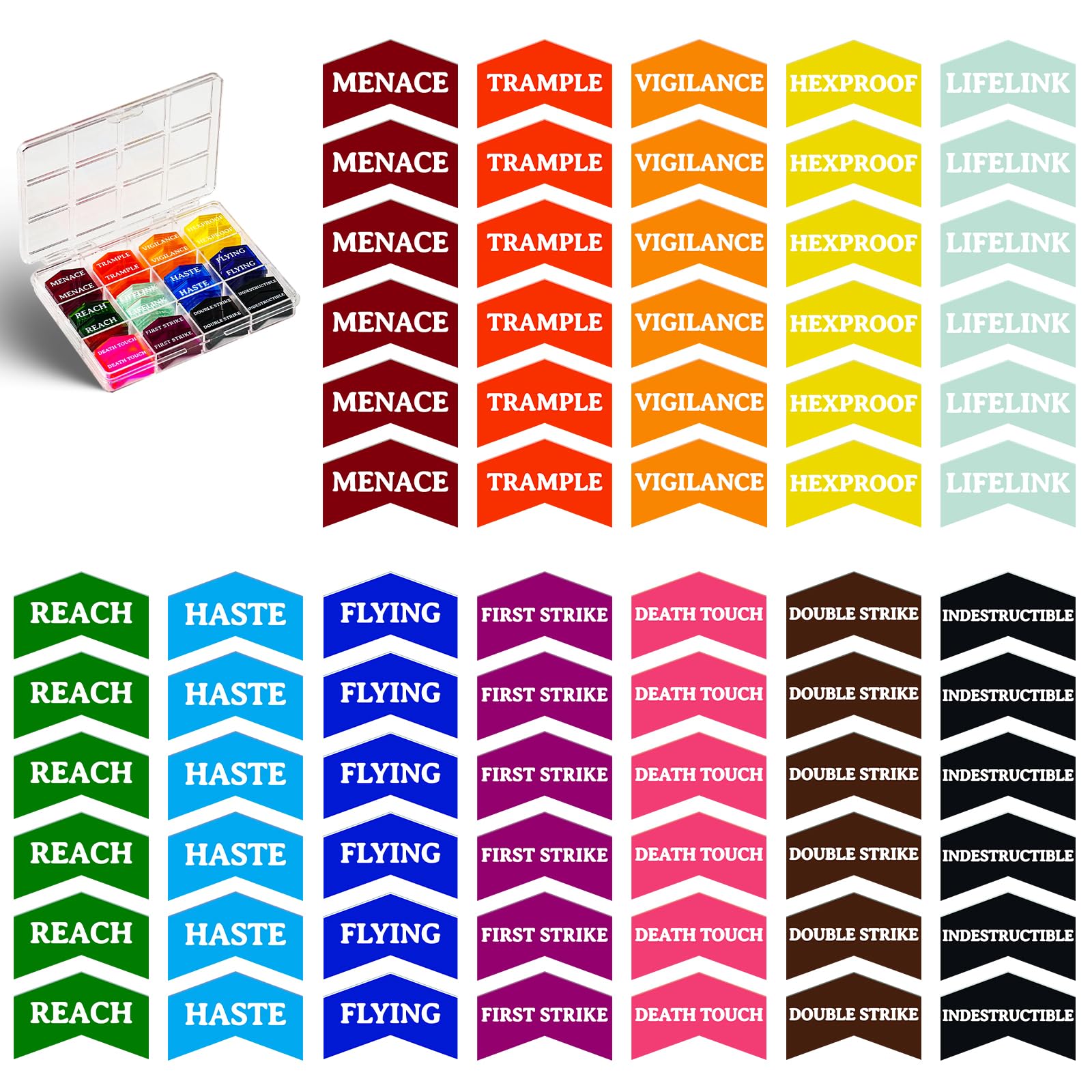 72PCS MTG Counters Set Acrylic MTG Keyword Counters – Bright, Durable Tokens with Protective Film & Storage Box for Magic The Gathering, Card Games Accessories