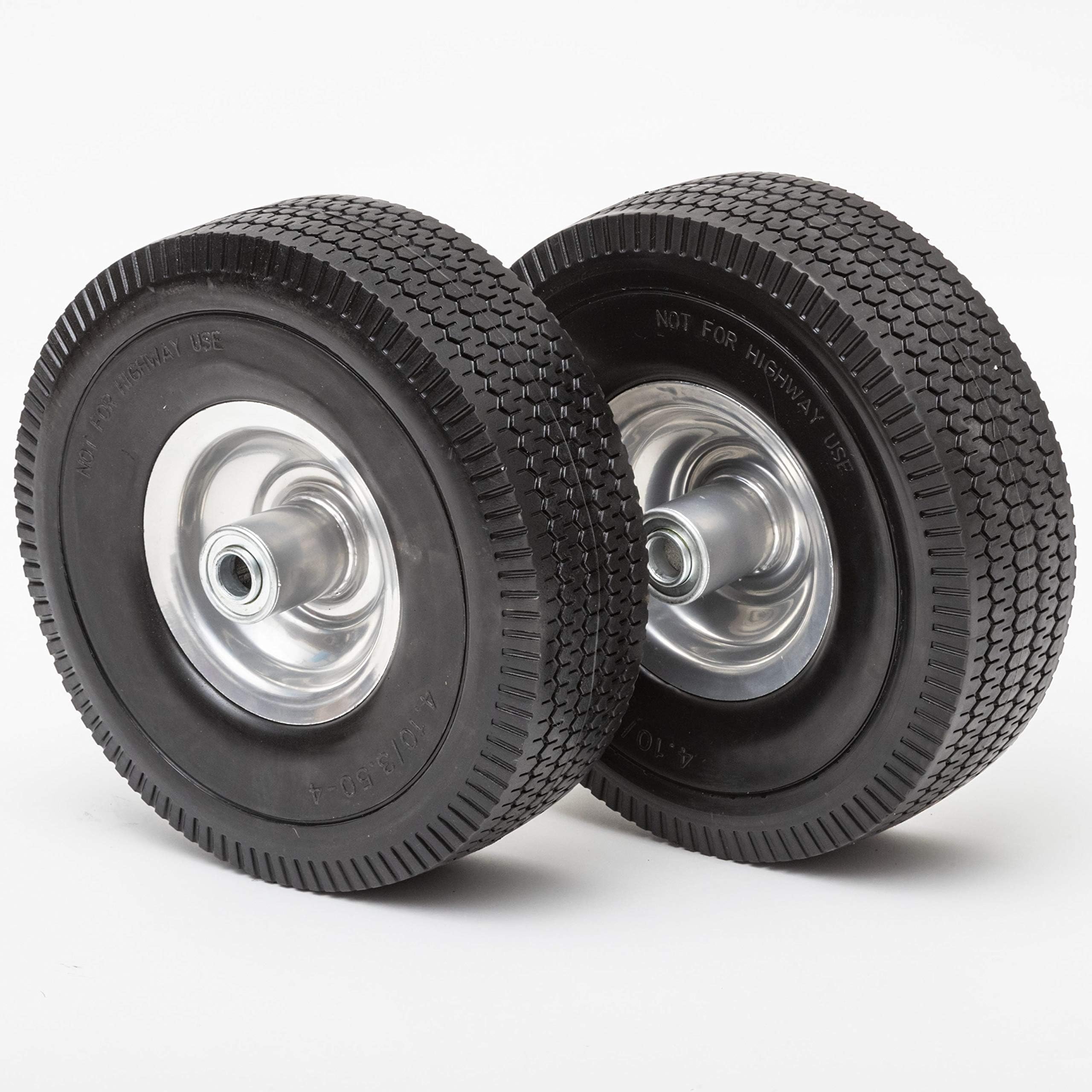 Lapp Wheels 4.10/3.50-4 Flat Free Tires, Hand Truck, Utility cart Replacement Wheel, tubeless, Size 2-1/4'' Offset hub, 5/8'' Bearing, 2 Pack