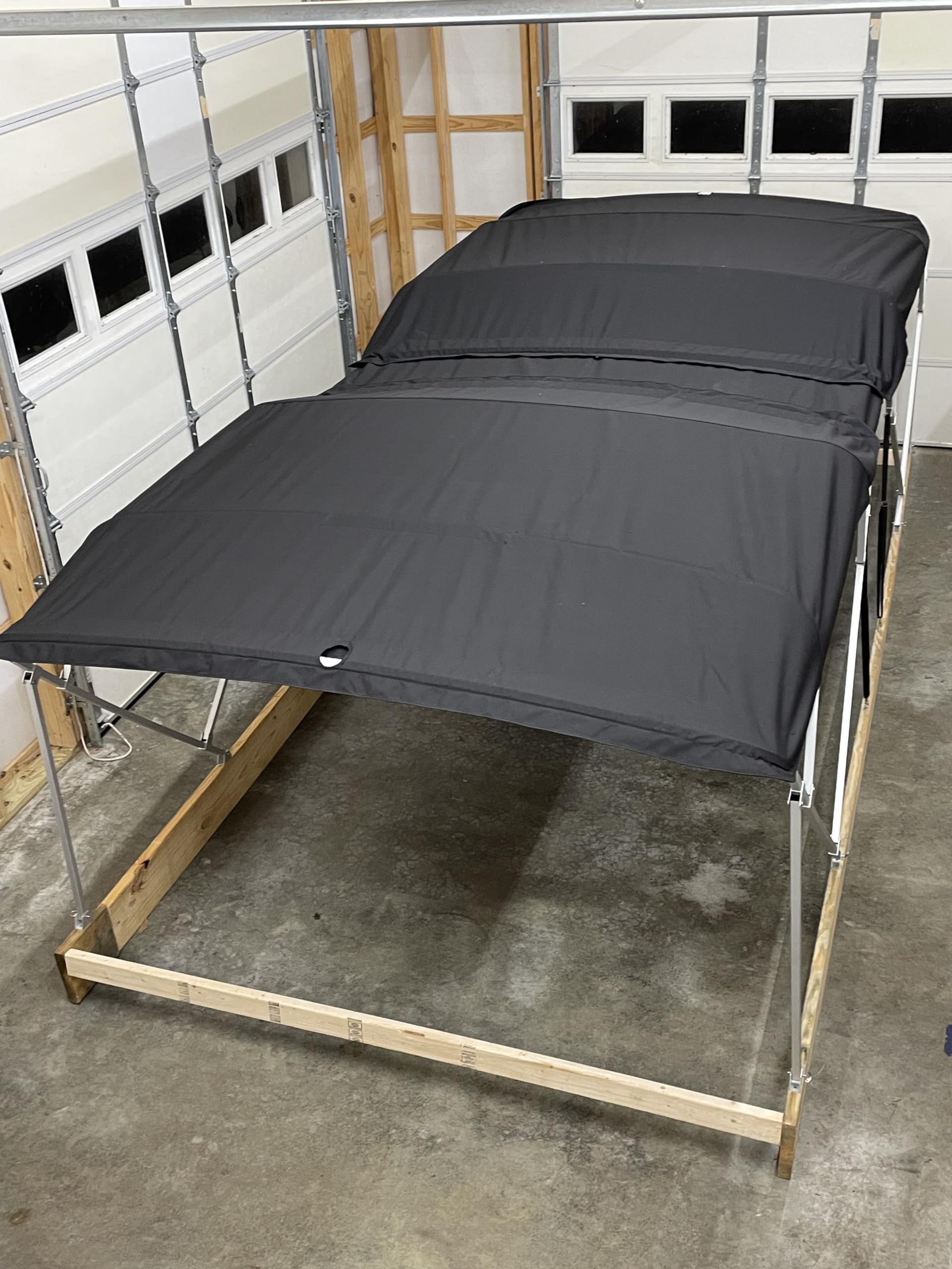 Monster Double Pontoon Boat Bimini Top in Black, 17' long, 7 1/2' wide, fits 85-90