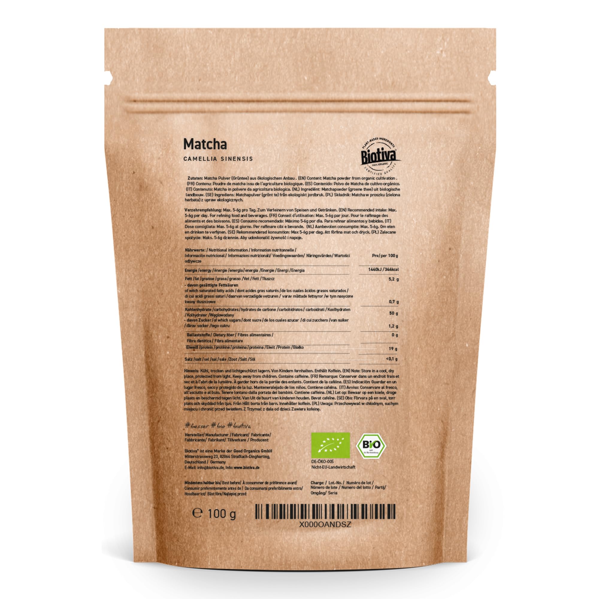 Matcha proszek Bio 1 kg (10 x 100 g) – oryginalny japoński proszek matcha – herbata latte smoothies – najwyższej jakości biomatcha – napełniany i kontrolowany w Niemczech Biotiva