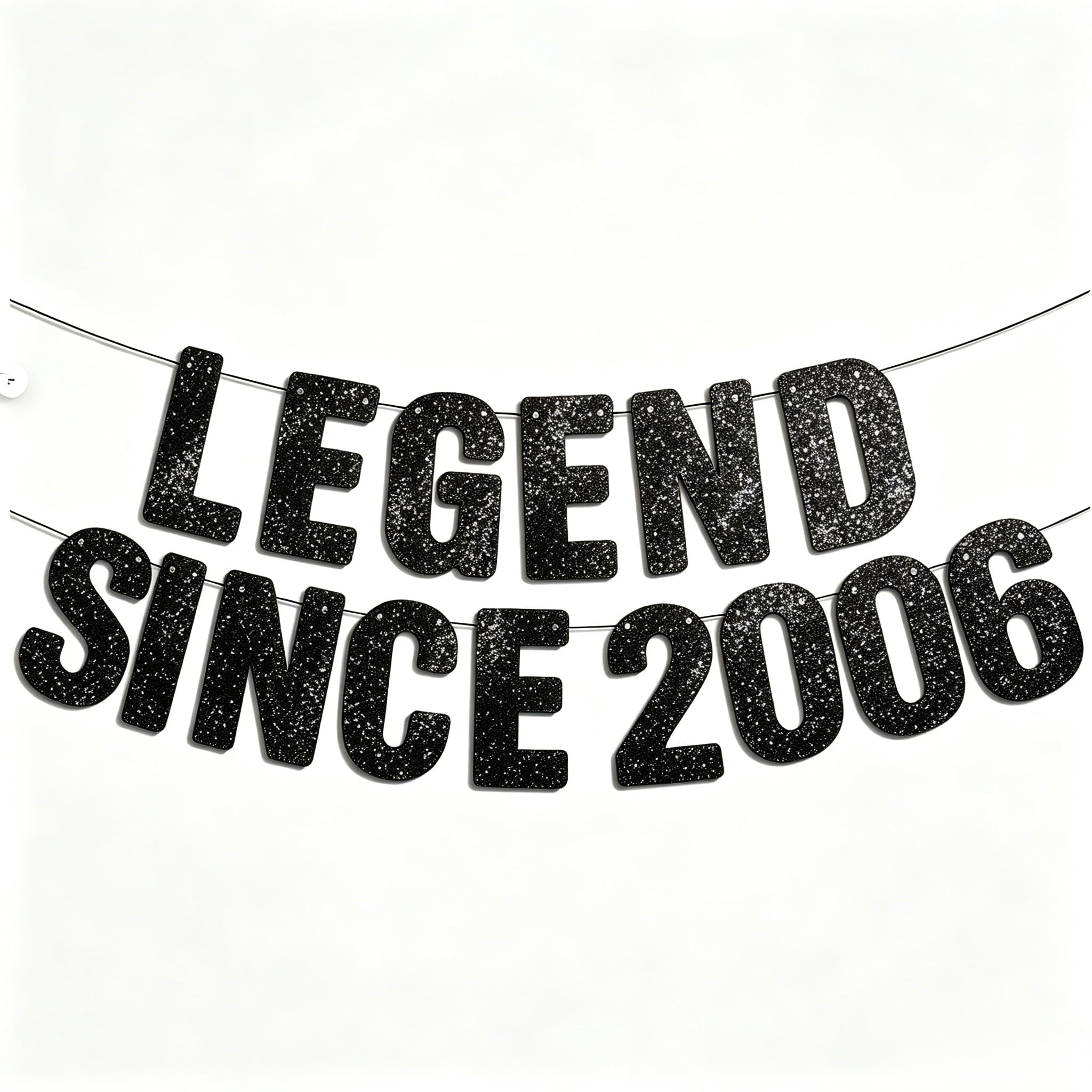 20th Birthday Banner for Women - Premium 300g Glitter Foil Party Decor - Black Gold Elegant Backdrop for Adult Birthday Celebration - Legend Since 2006 Design