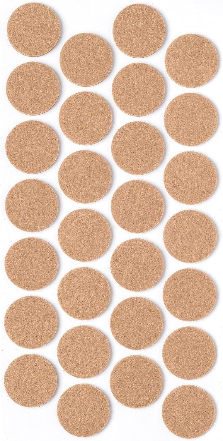 Kahverengi 28 Adet Yapışkanlı Sandalye, Masa, Koltuk Altı Parke Koruma Keçesi, Yuvarlak, 2,8 Cm