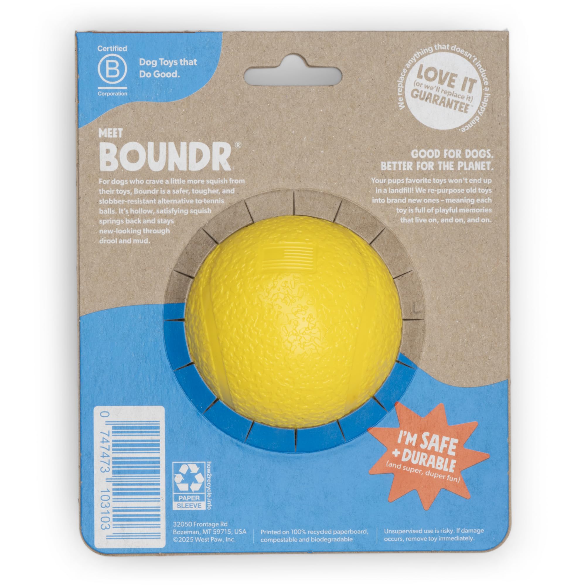 WEST PAW Boundr Ball Dog Fetch Toy, Bouncing Toys for Dogs Fetch, Catch, Chewing, Play, Floatable, Recyclable Balls - Image 2