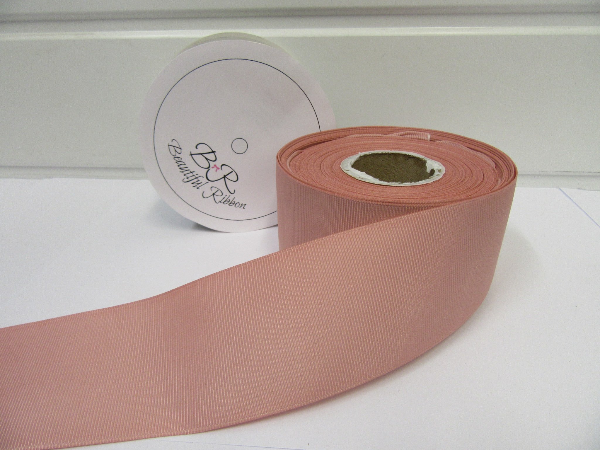 Beautiful Ribbon 2 metres (Cut from Reel) of 50mm Grosgrain Ribbed Ribbon Dusky Light Pink Double Sided 50 mm 5cm 2" 2 Inch