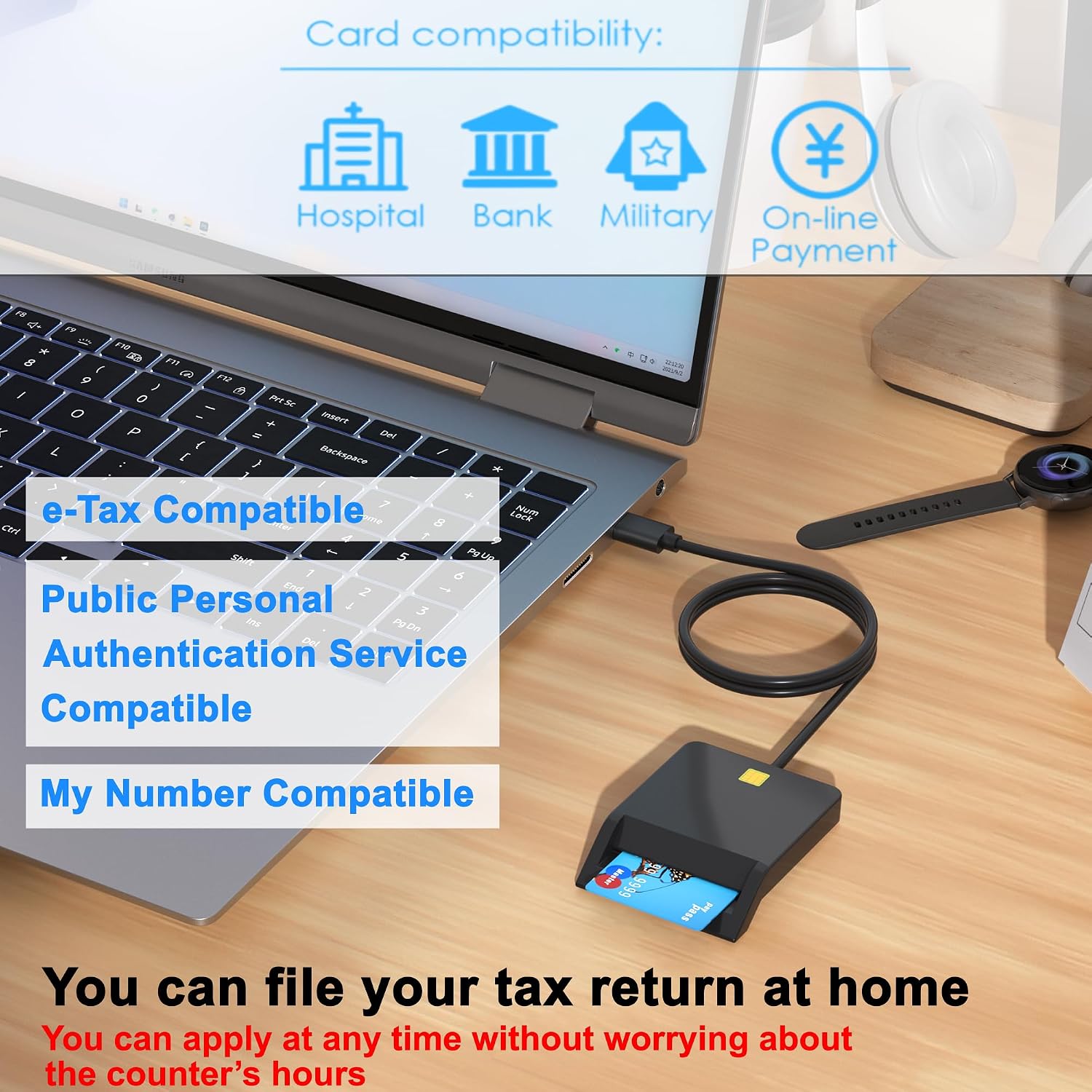 CAC Reader Military, Smart CAC Card Reader, DOD Military USB-A Common Access CAC Card Reader Compatible with Windows, Mac OS
