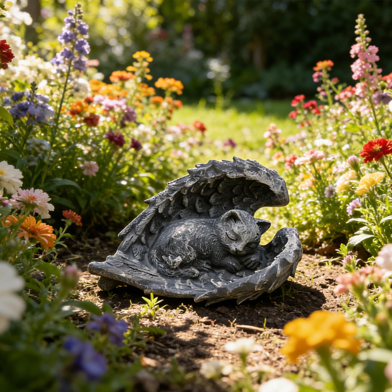 Statua commemorativa per cani Gatto e angelo monumento tomba decorazione giardino