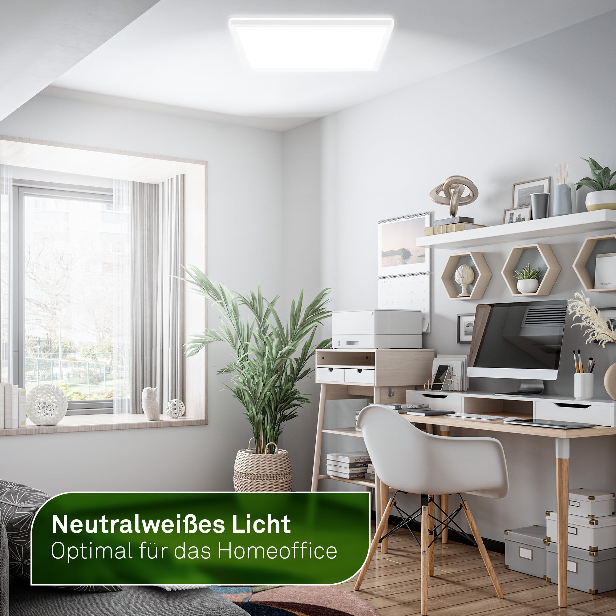 BRILONER - LED Panel mit EEK A Lichtquelle, 14,2 W, 3000lm, flach, CCT warmweiß bis kaltweiß, indirektes Licht, LED Lampe, Deckenleuchte, Wohnzimmerlampe, Deckenlampe, Flurlampe, 42x42x3 cm, Weiß