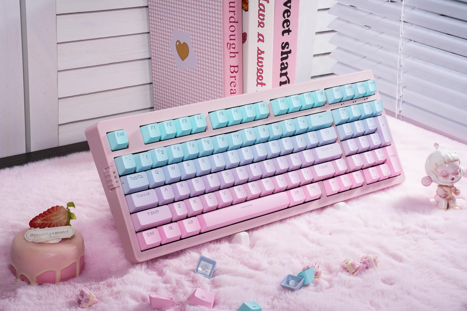 ZORNHER ZH980 Mechanical Keyboard,95% Pink & Blue Creamy Keyboard with Number Pad,Gaming Keyboard Full Size,Shine Through PBT Keycaps,Creamy Sounding Linear Switches