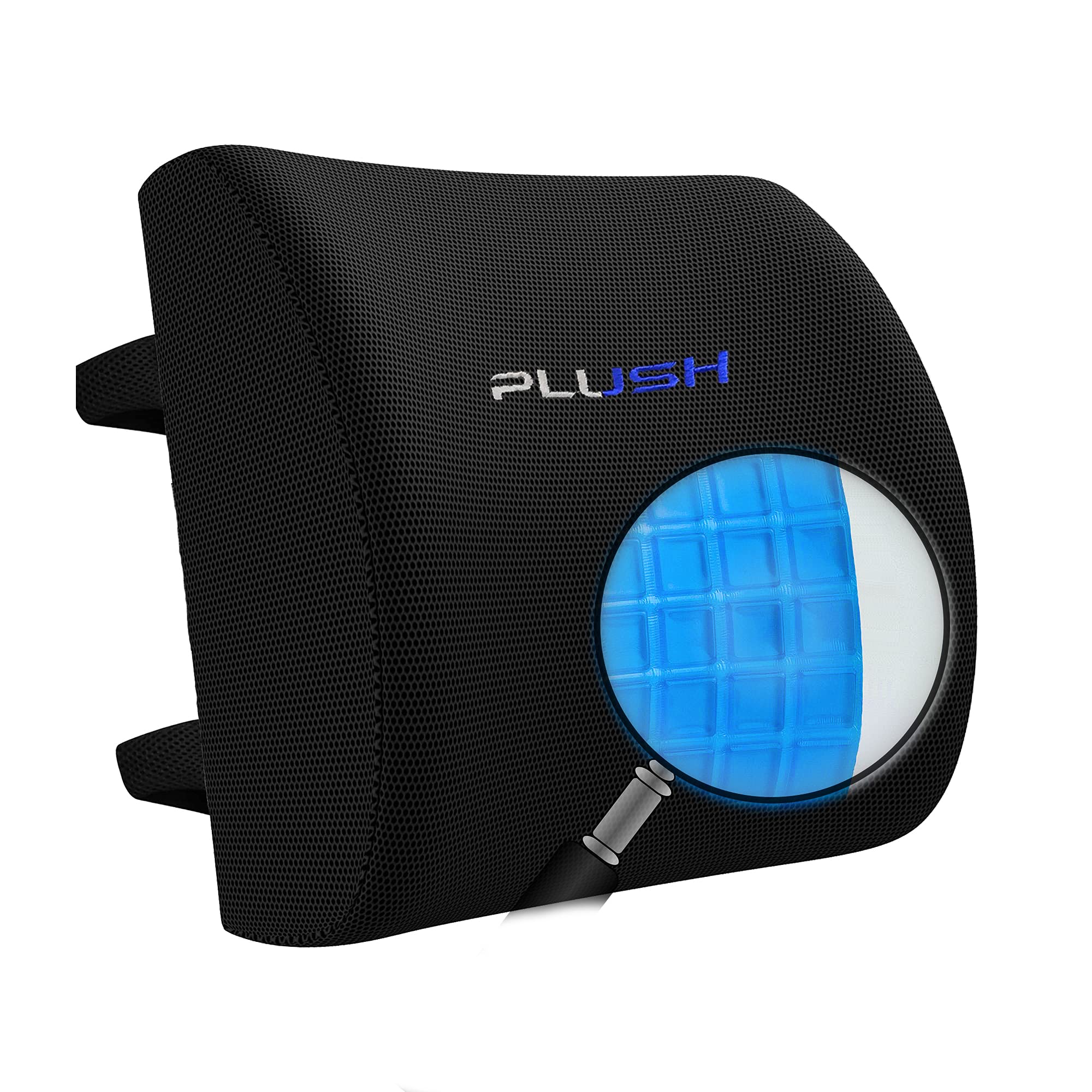 Plush Gel Lumbar Support Pillow for Gaming Chair or Office, Ergonomic Back Support Memory Foam Cushion Sit Comfortably, Improve Posture, Reduce Pain Over Time, Upgrades Your Chair (Gel Lumbar)